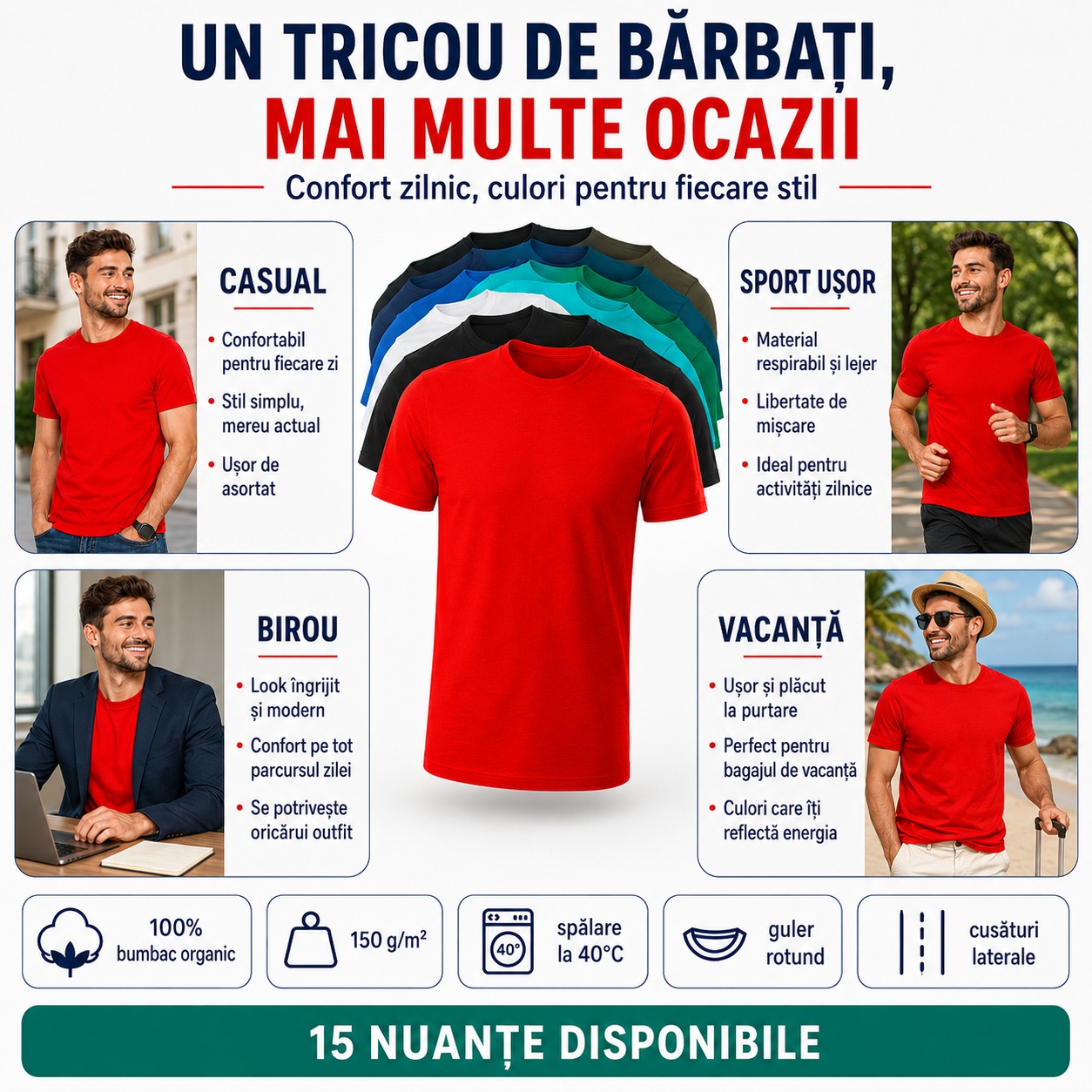 Tricou Bărbați Malfini Gulf 822 pentru mai multe ocazii Tricou bărbați Malfini Gulf 822 pentru casual birou sport ușor și vacanță