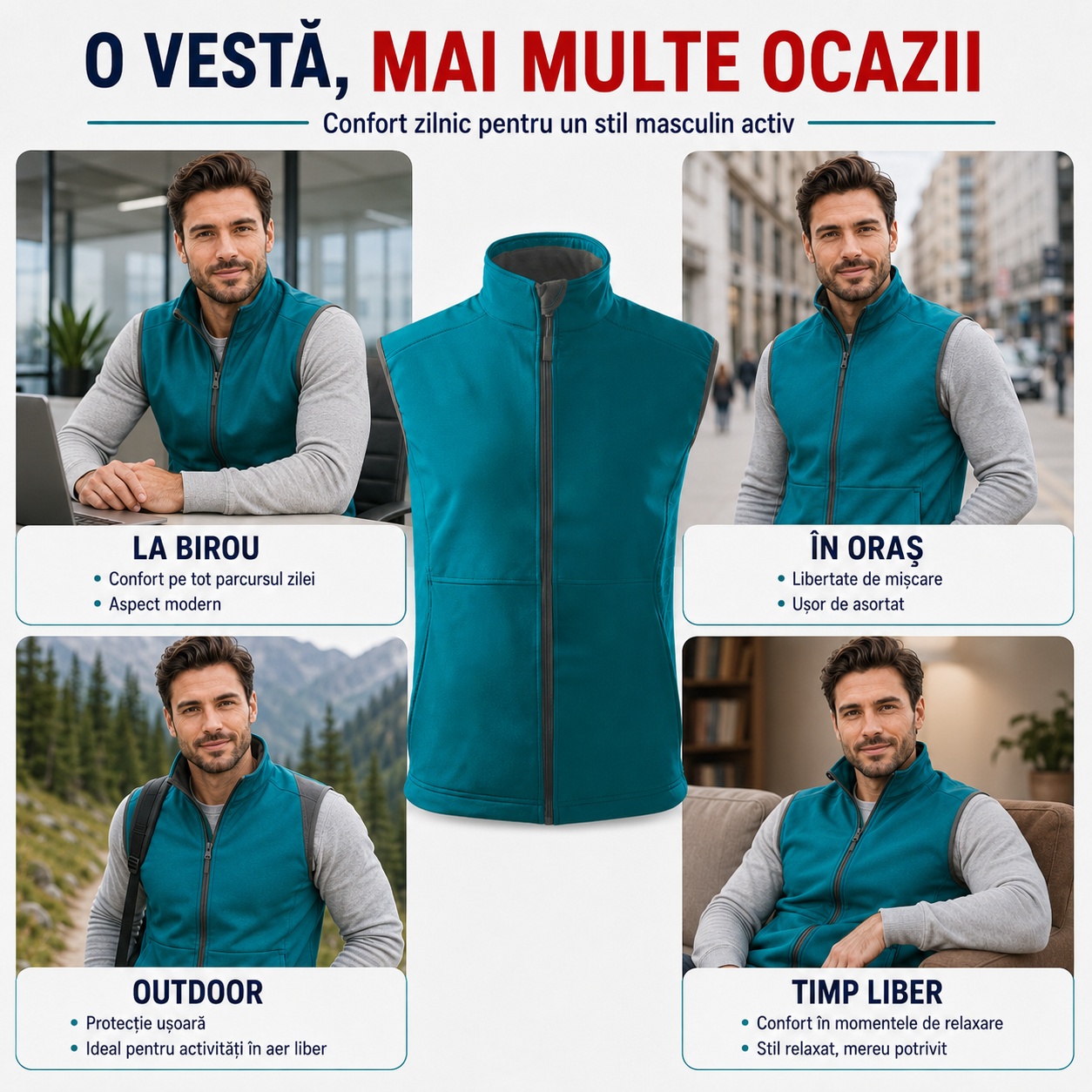Detalii vestă softshell bărbați Vision 517 guler fermoar fleece tiv reglabil