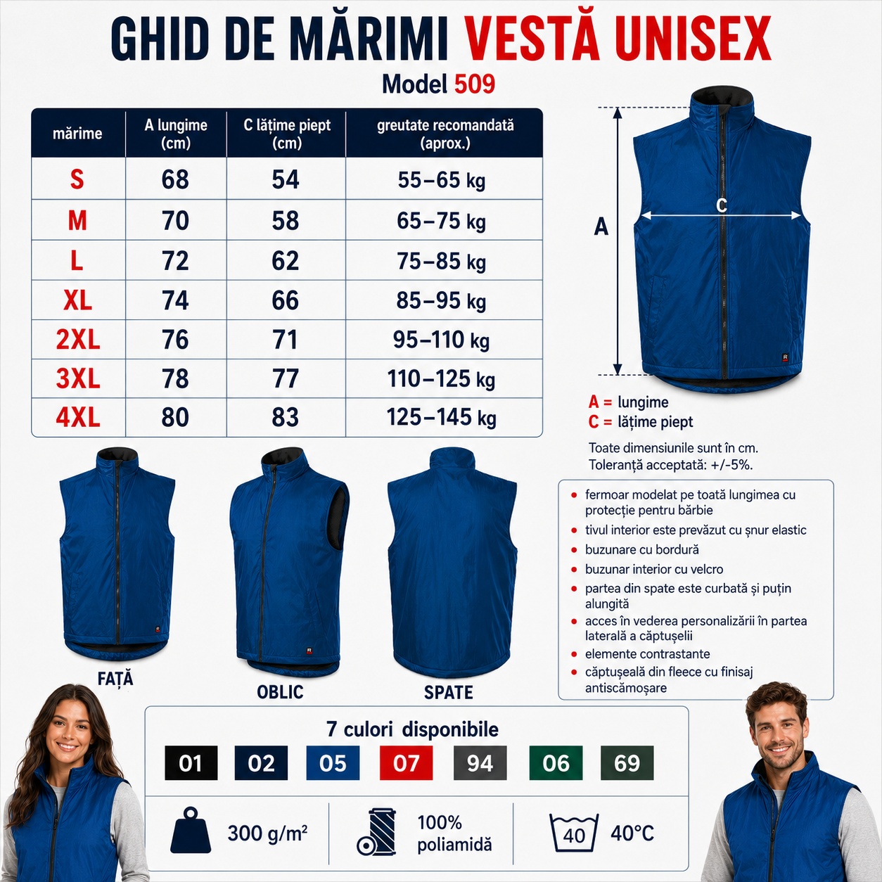 Vestă unisex fără mâneci potrivită pentru femei și bărbați
