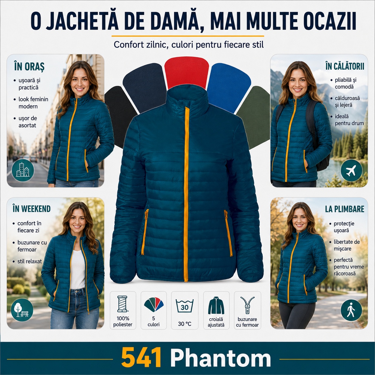 Culori geacă matlasată damă Phantom 541