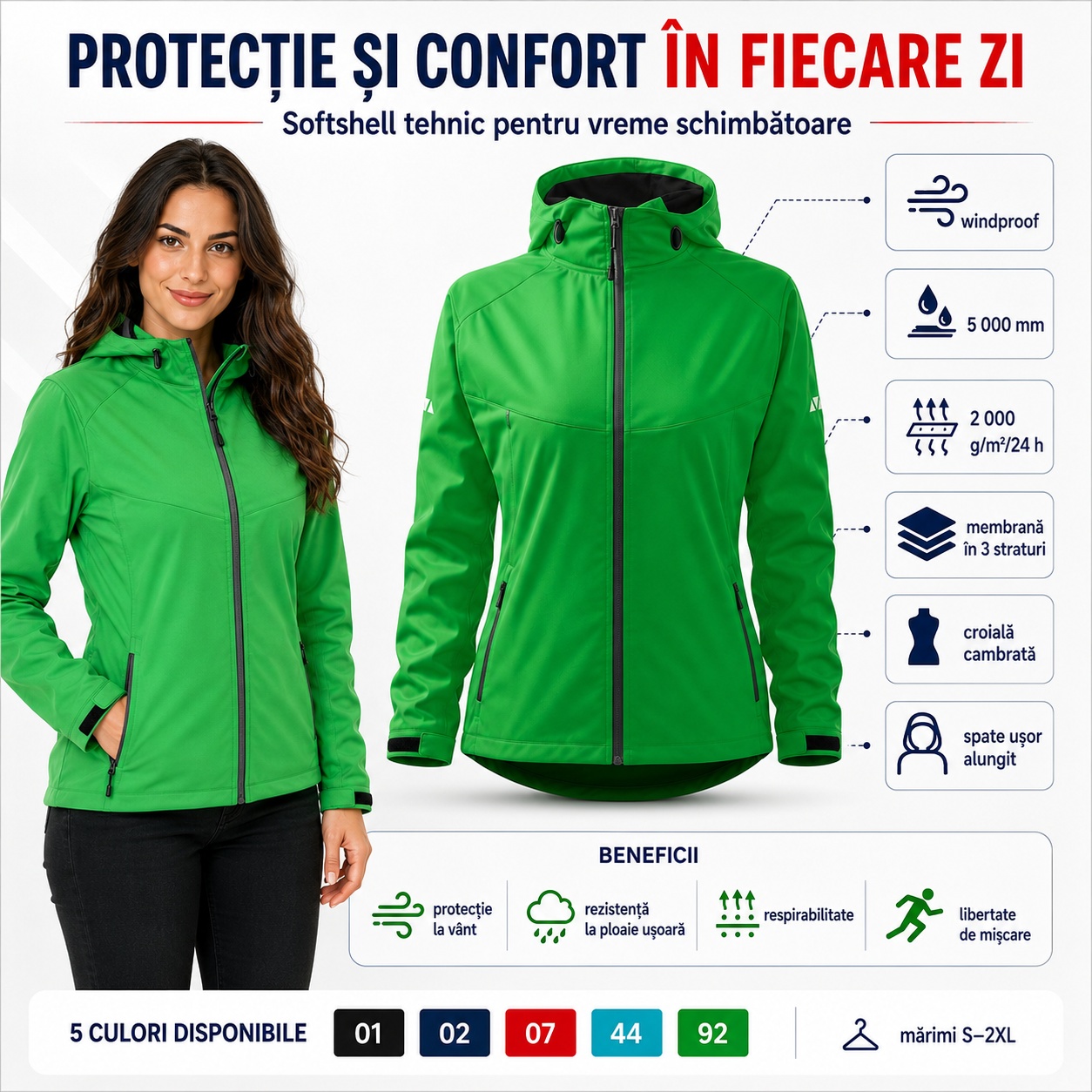 Geacă damă softshell cu glugă Cool 514 prezentare produs