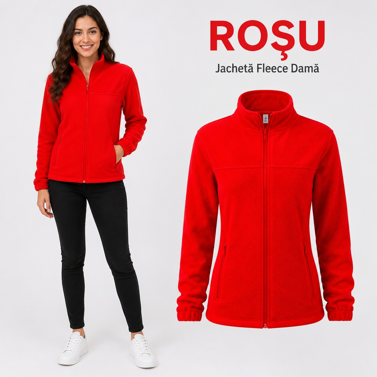 Jacheta fleece dama croiala cambrata