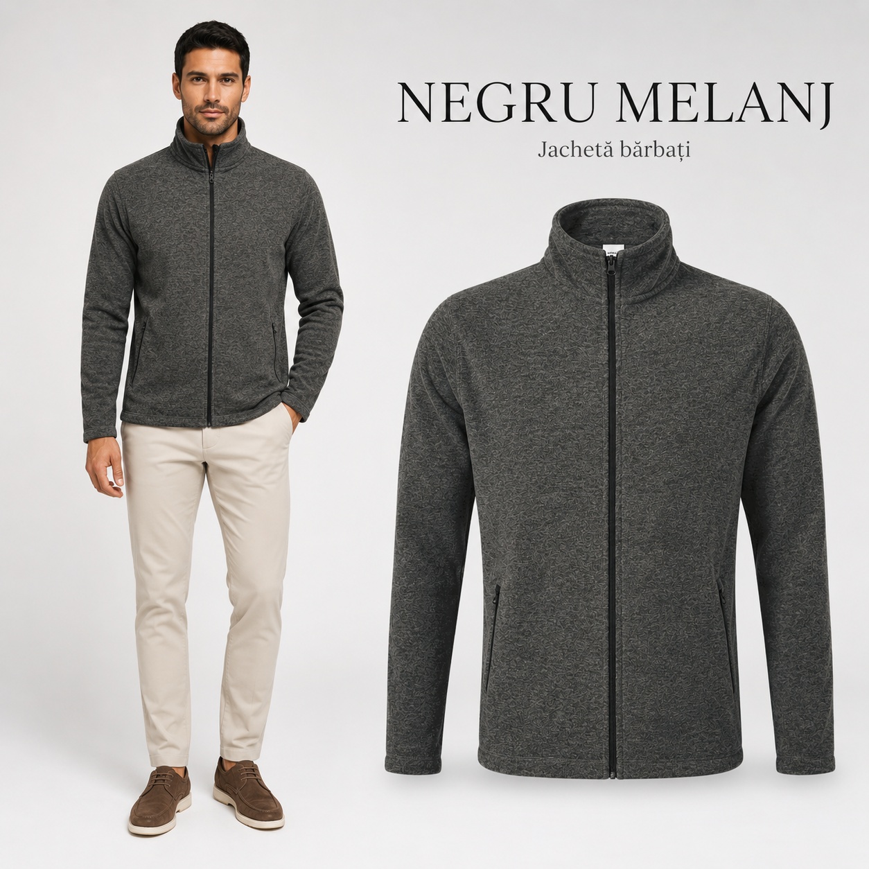 Jachetă fleece bărbați Factor 852 cu fermoar integral și buzunare