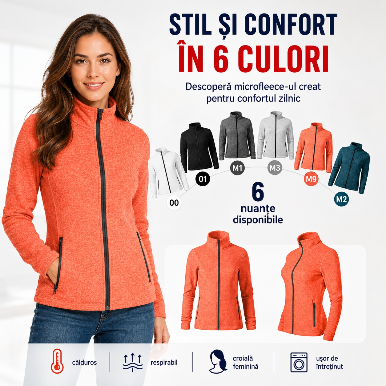 Jachetă Polar Fleece damă Malfini Factor 853 tip bluză cu fermoar