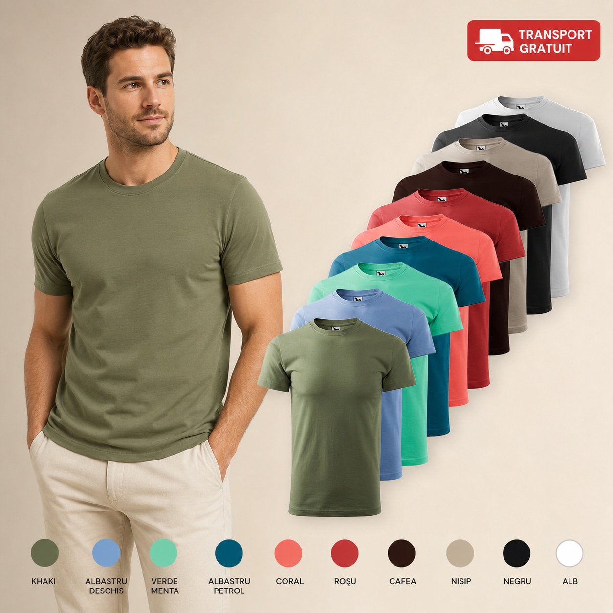 👕 Set 10 Tricouri Simple Bărbați - TRANSPORT GRATUIT 🌈