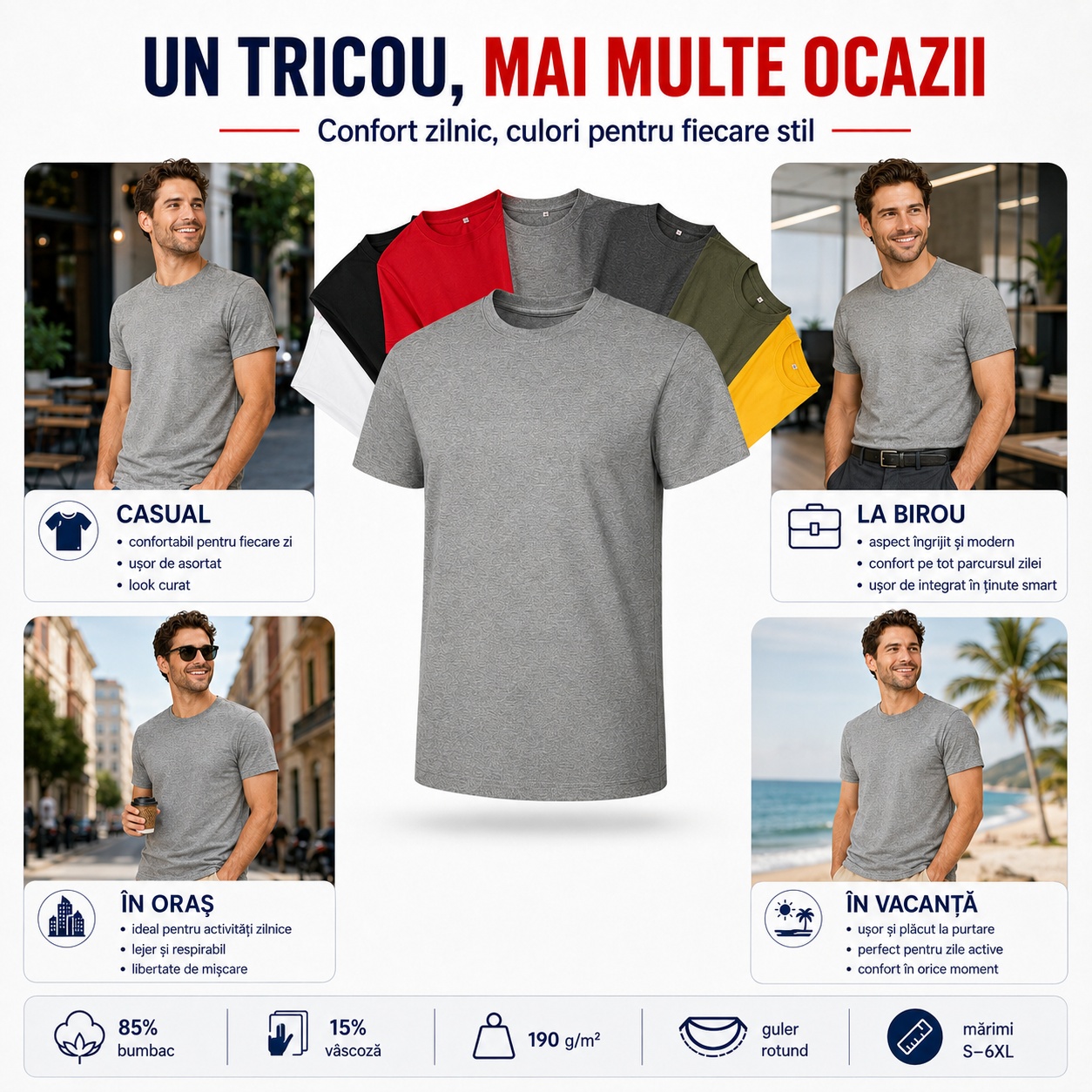 Tricou bărbătesc Malfini Edge 813 pentru casual, birou, oraș și vacanță