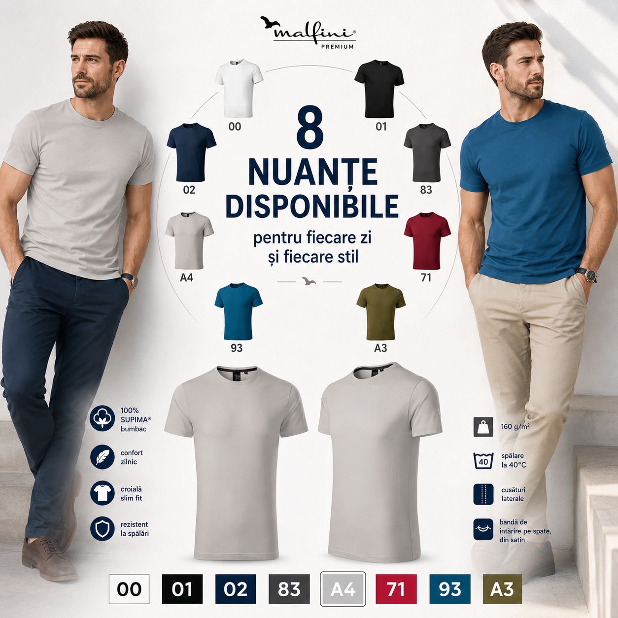 Tricou bărbați Malfini Premium Exclusive 153 disponibil în 8 nuanțe