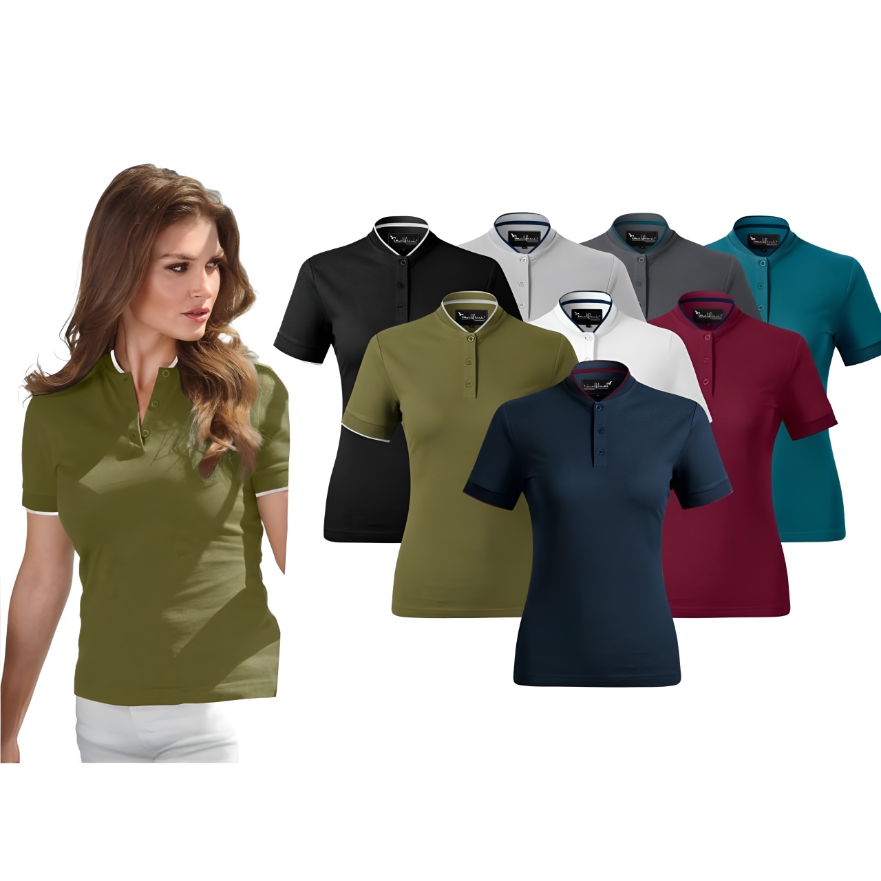 Tricou Polo Damă Malfini Diamond 274 - culori disponibile Tricou polo damă Malfini Diamond 274 în mai multe culori, guler tip bomber și design premium