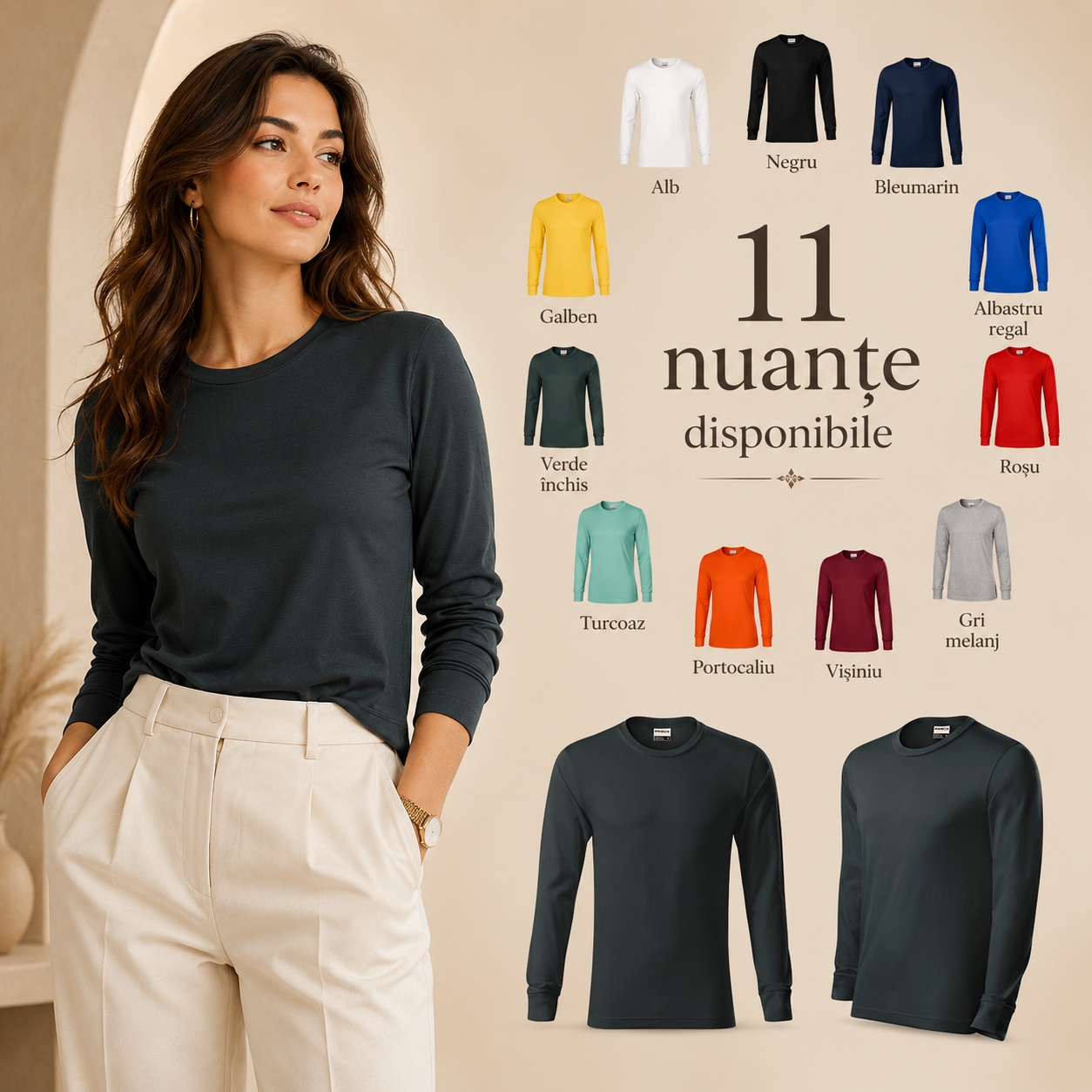 11 nuanțe Rimeck Resist LS R05 Tricou unisex cu mânecă lungă Rimeck R05 purtat de femeie și culorile disponibile