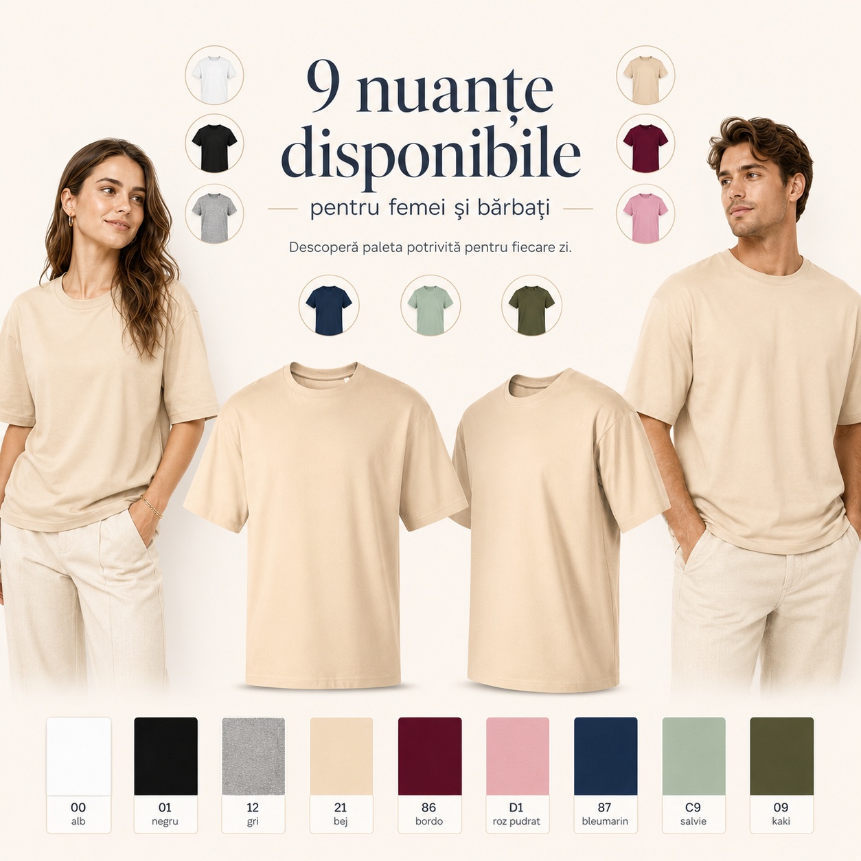Tricou unisex oversize pentru femei și bărbați - 9 nuanțe disponibile Tricou unisex oversize pentru femei și bărbați 9 nuanțe disponibile model larg și lejer