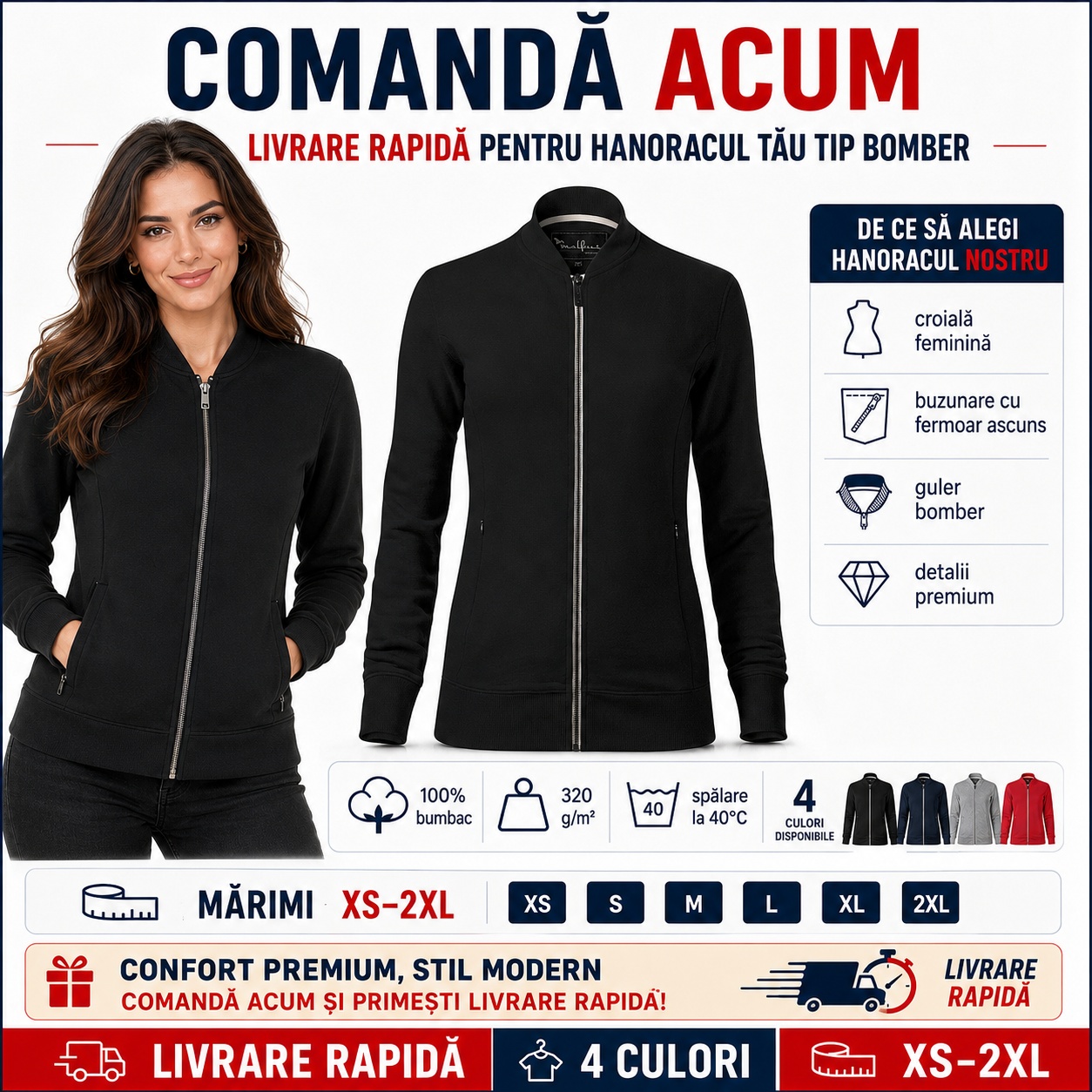 Bluză bomber damă pentru casual birou sport și timp liber