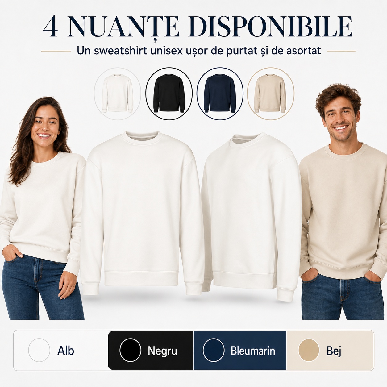 Vibe Crew 430 sweatshirt unisex disponibil în patru culori