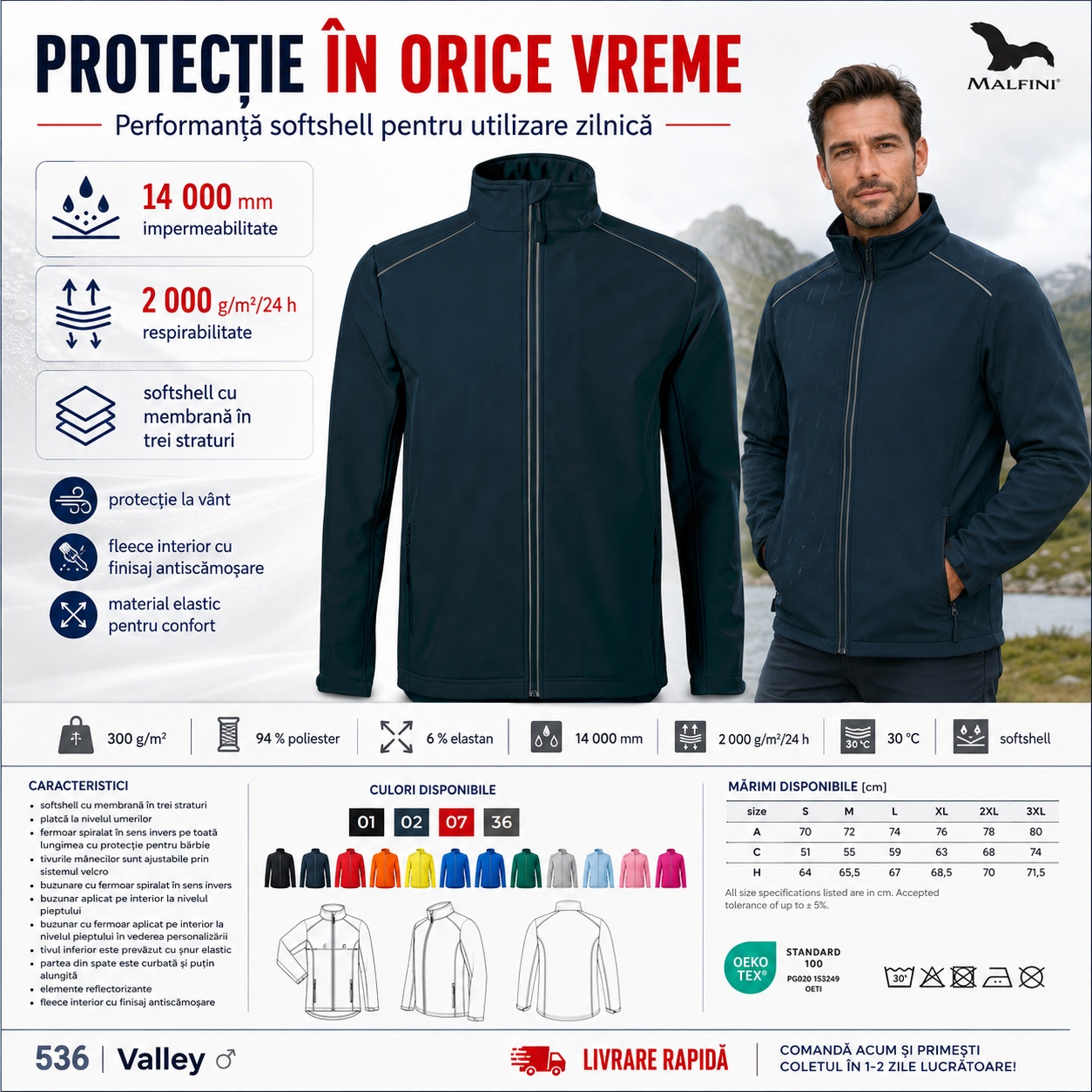Jacheta softshell barbati Valley 536 stil activ