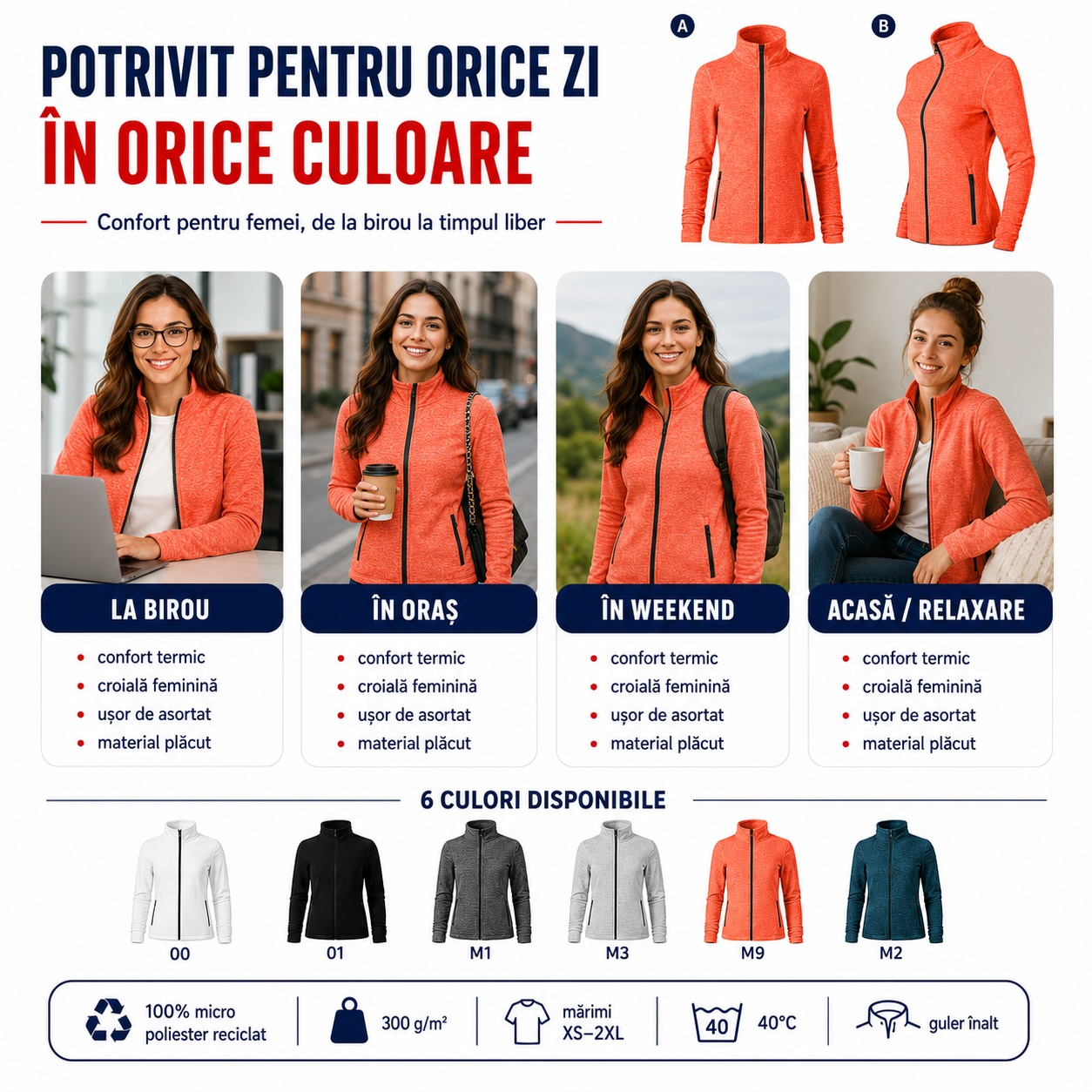 Specificații jachetă microfleece damă Malfini Factor 853