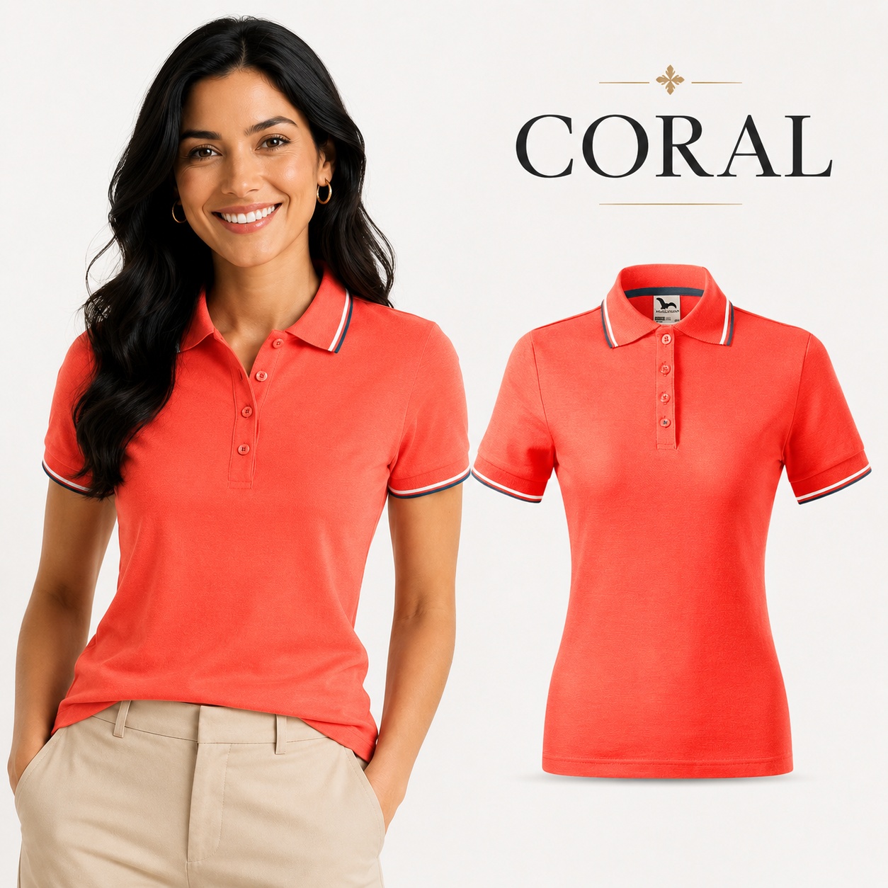 Tricou polo damă culoare coral