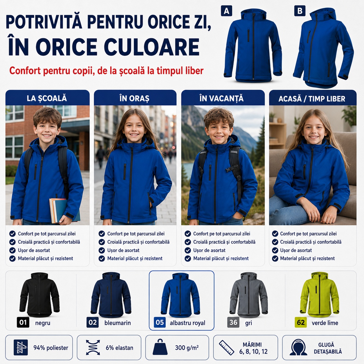 Jachetă impermeabilă copii Performance 535 utilizare zilnică