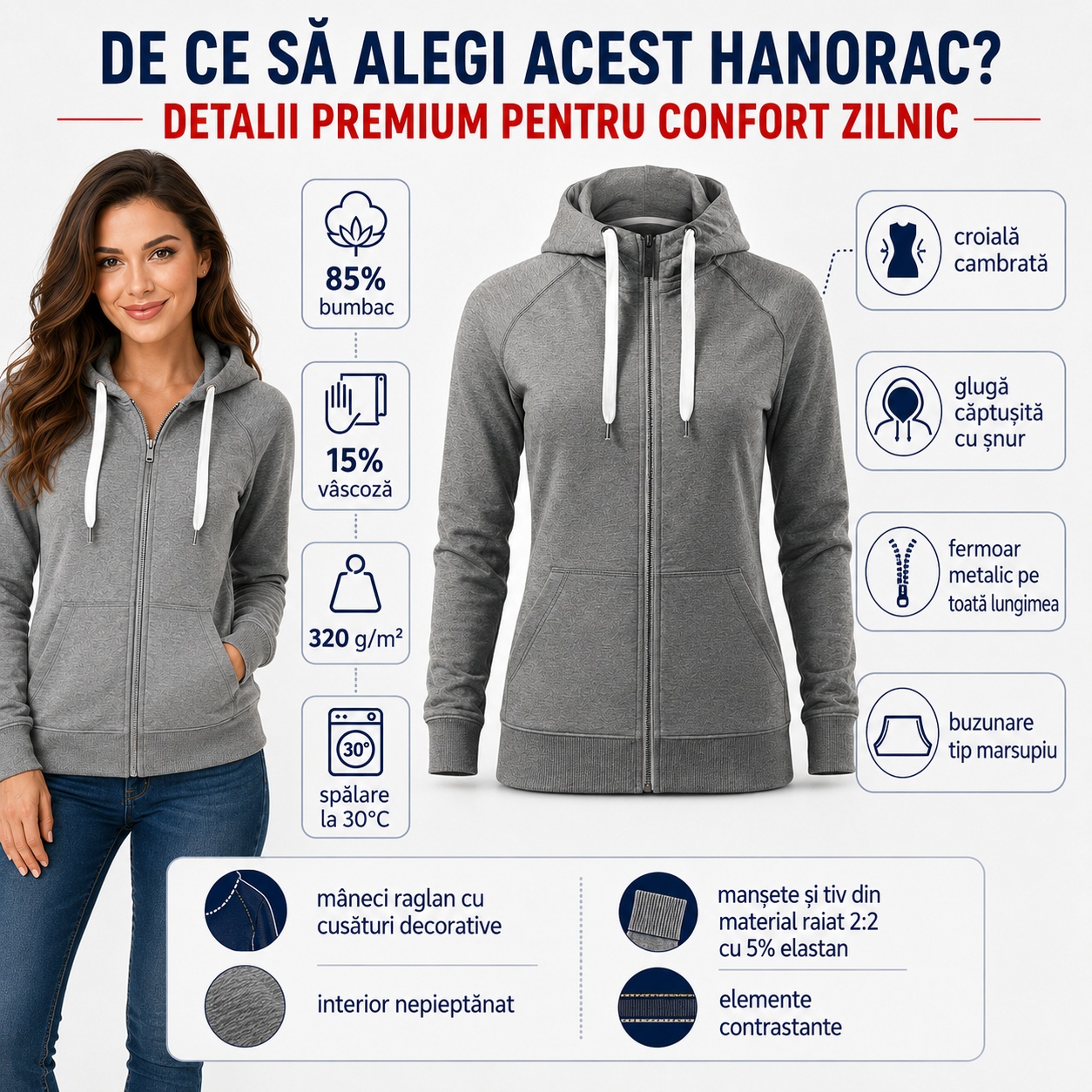 Hanorac premium damă Malfini Voyage croială feminină
