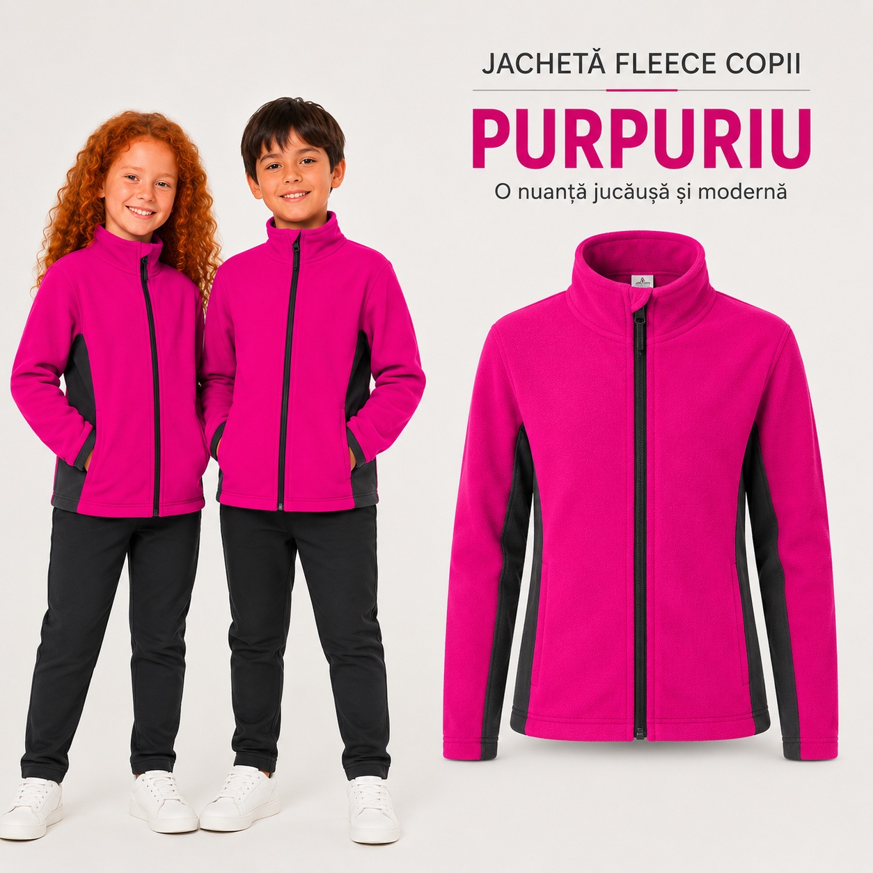 Intretinere si material jacheta fleece copii