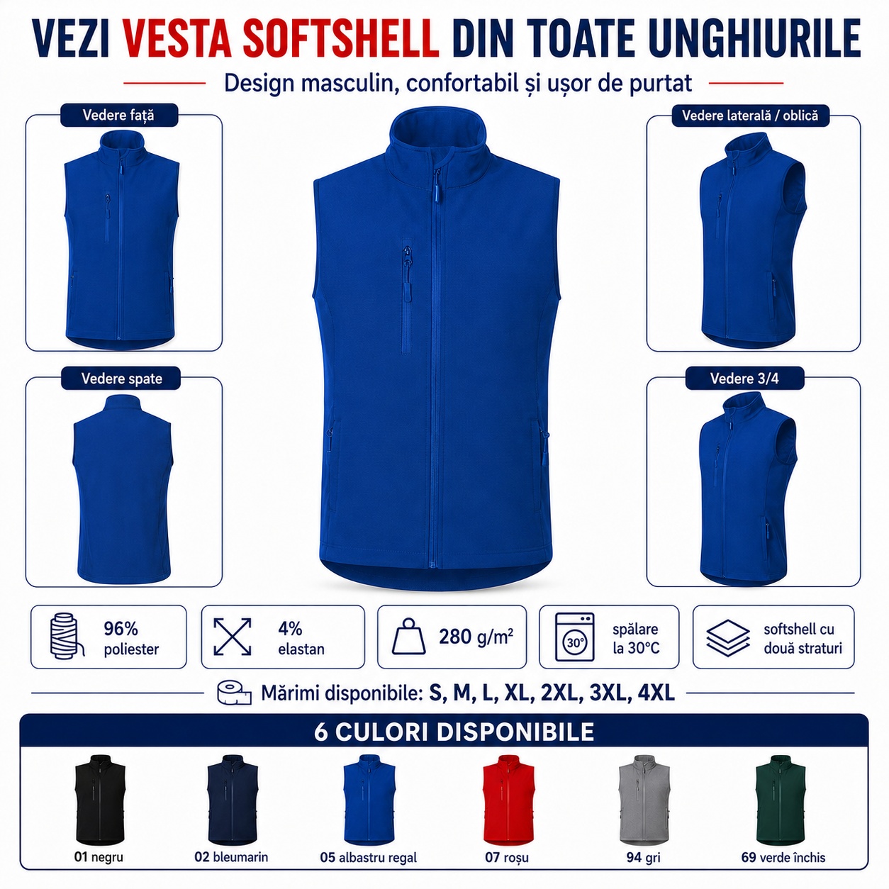 Vesta barbati fara maneci Trail 568 detalii fermoar piept si tiv