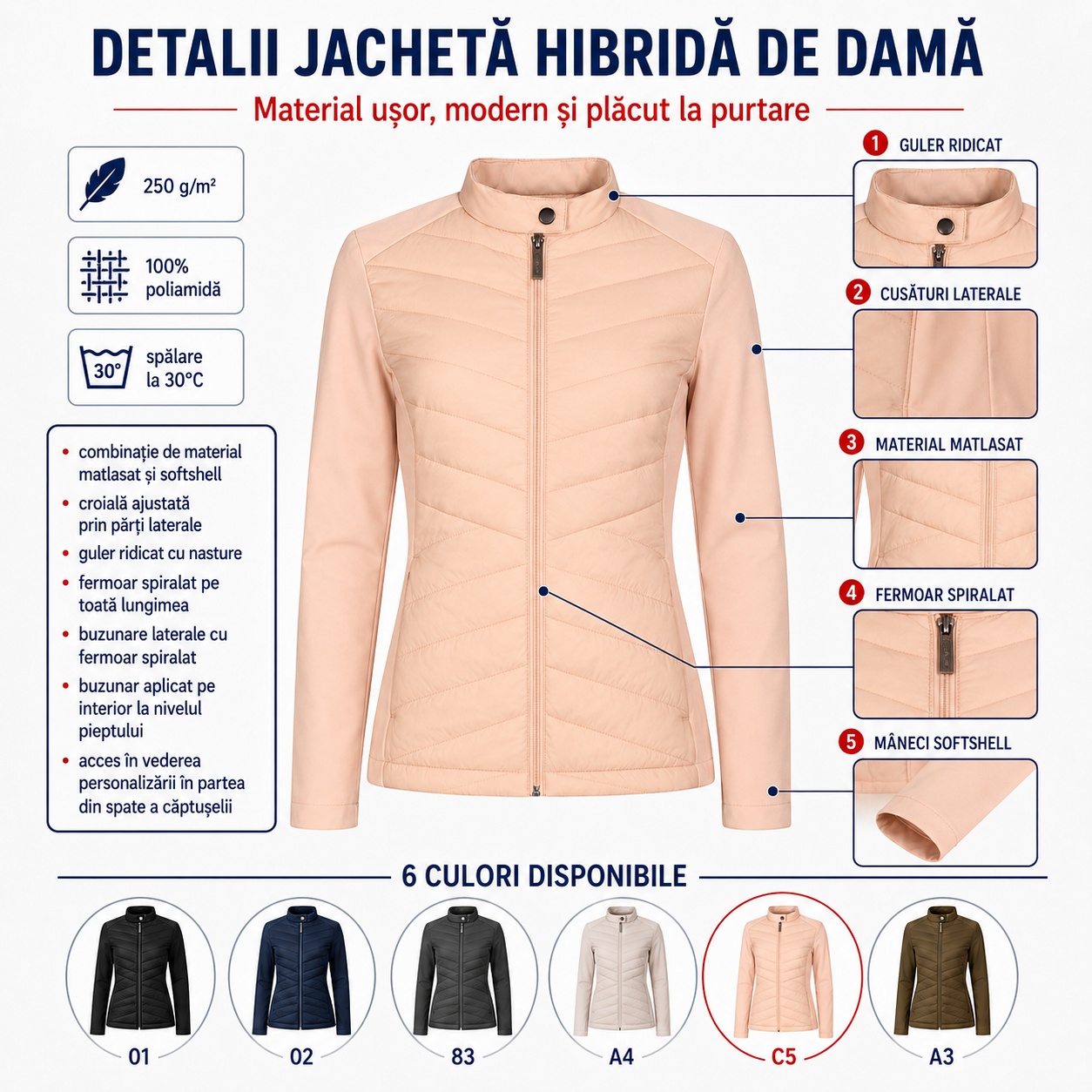 Geacă damă hibridă matlasată și softshell MALFINI Cross 556