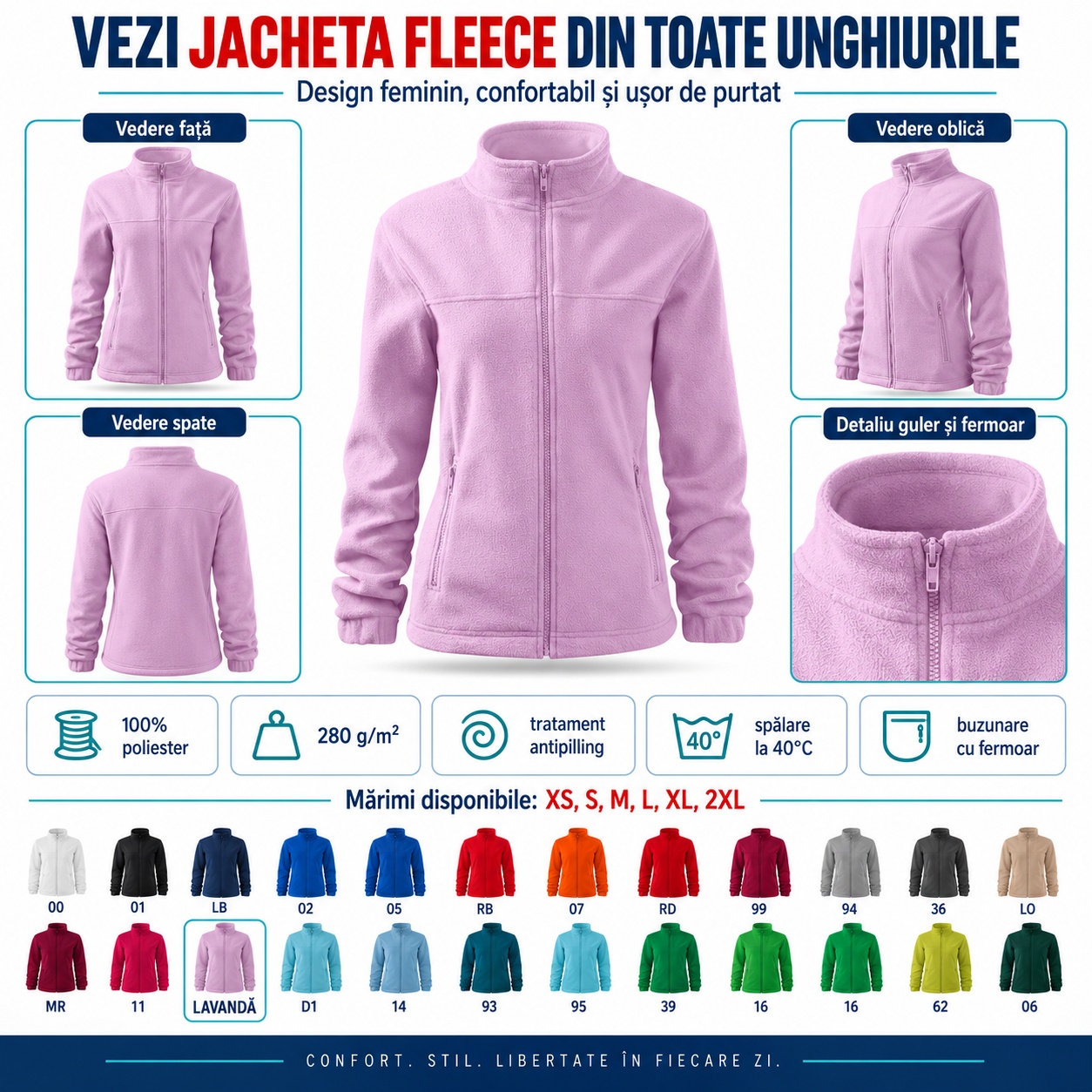 Bluza dama fleece Jacket 504 gama de culori