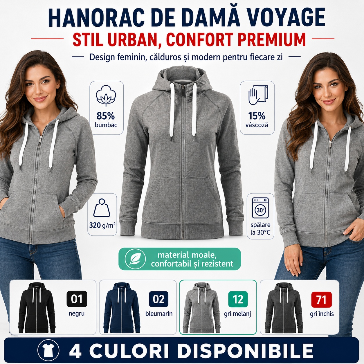 Hanorac de damă Voyage stil urban premium