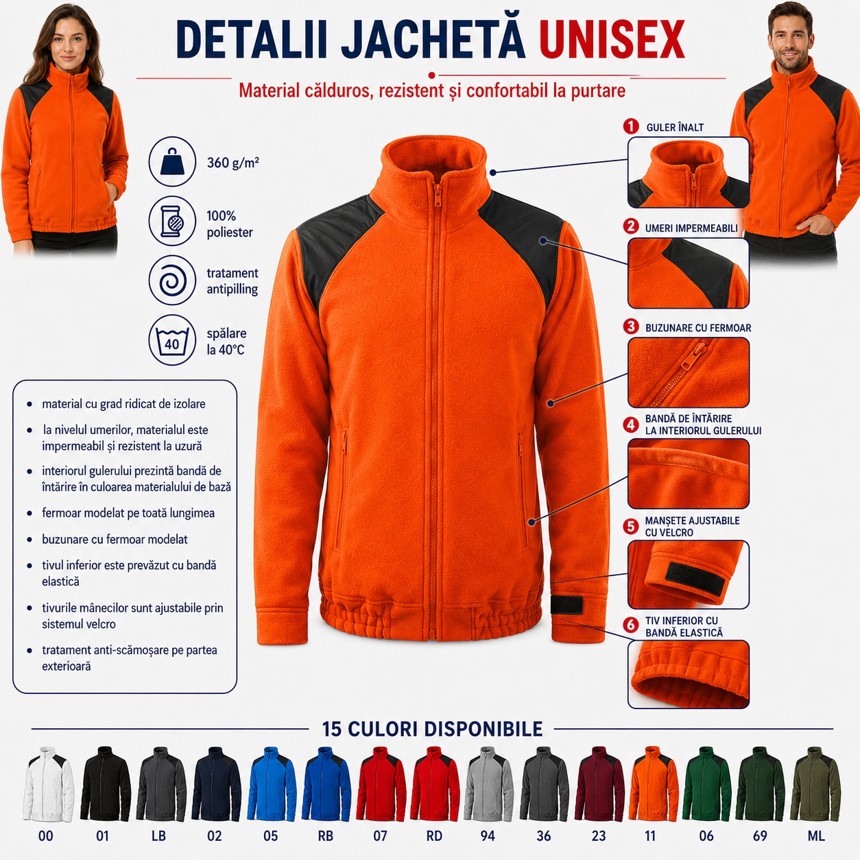 Culori disponibile jachetă fleece unisex damă bărbat Malfini Hi-Q 506