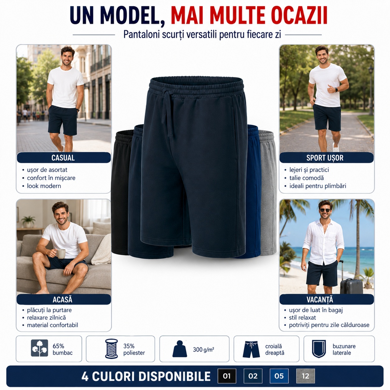 Pantaloni scurți bărbați Comfy 611 casual în mai multe culori