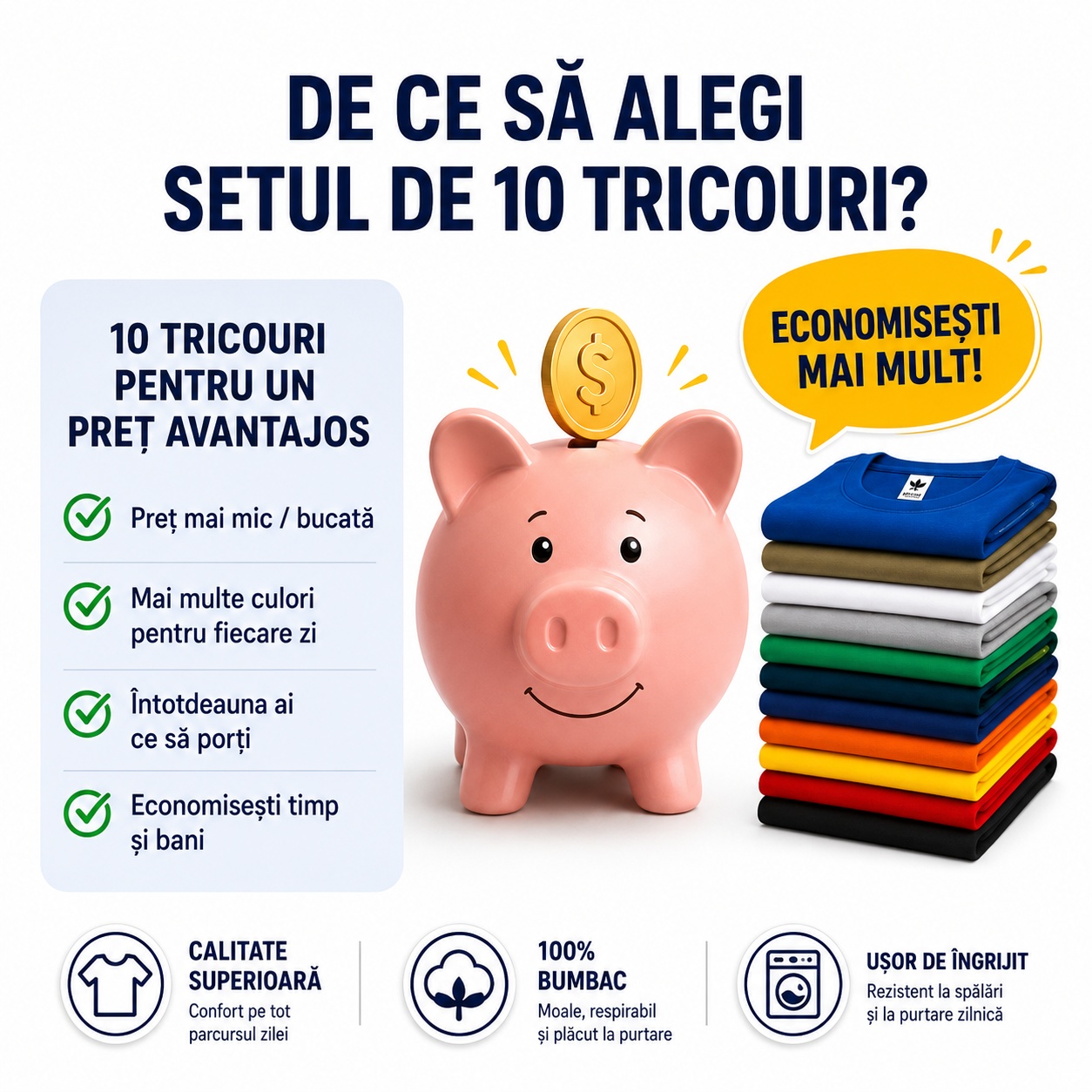 De ce să alegi setul de 10 tricouri bărbați