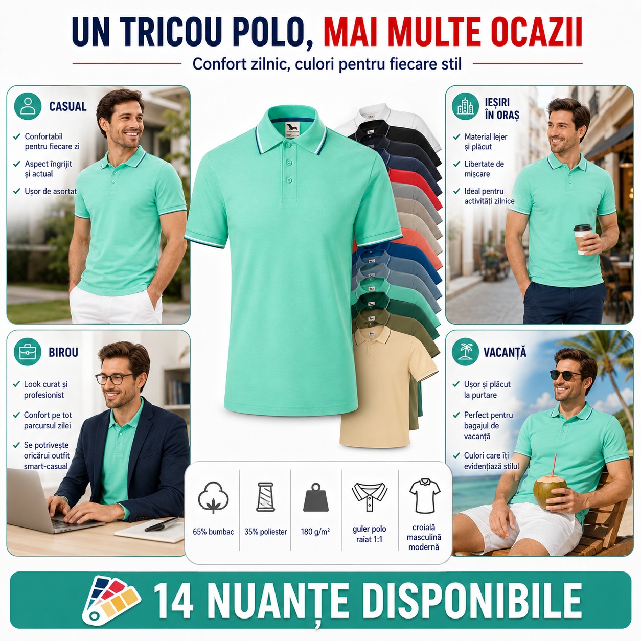 Un tricou polo pentru mai multe ocazii, casual, birou, ieșiri în oraș și vacanță