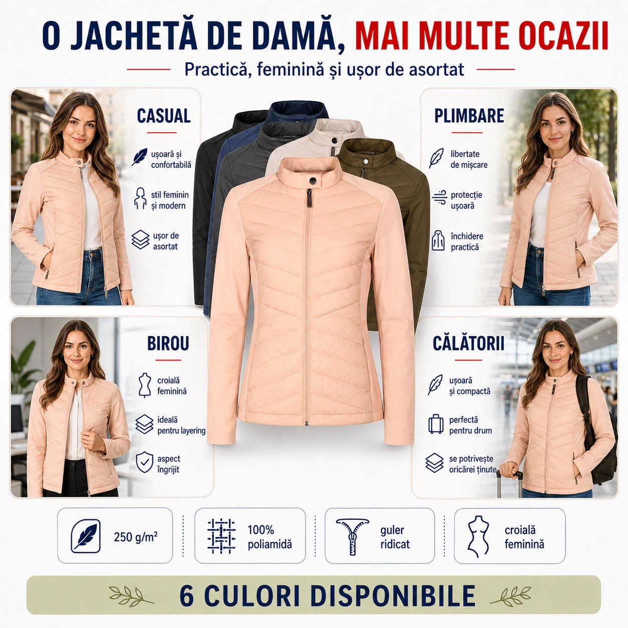 Cross 556 geacă damă matlasată modernă &icirc;n mai multe culori