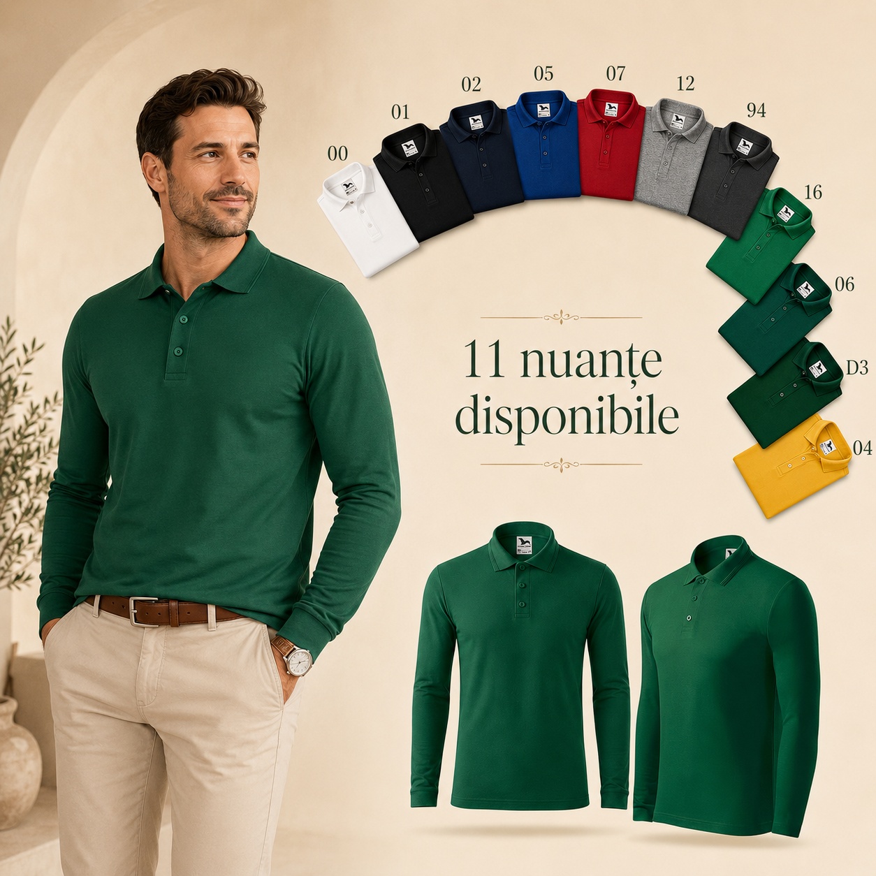 Bluză polo bărbați Malfini Pique Polo LS 221 disponibilă în 11 nuanțe