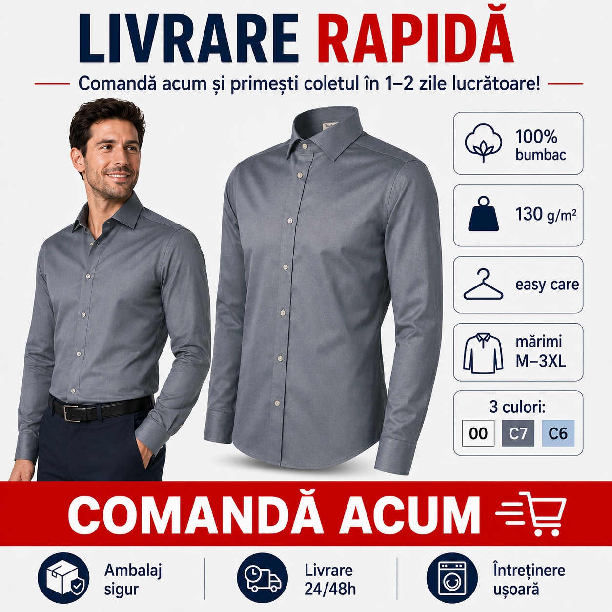 Cămașă Malfini Journey cu livrare rapidă Cămașă elegantă Malfini Journey cu livrare rapidă, 100% bumbac și mărimi M până la 3XL