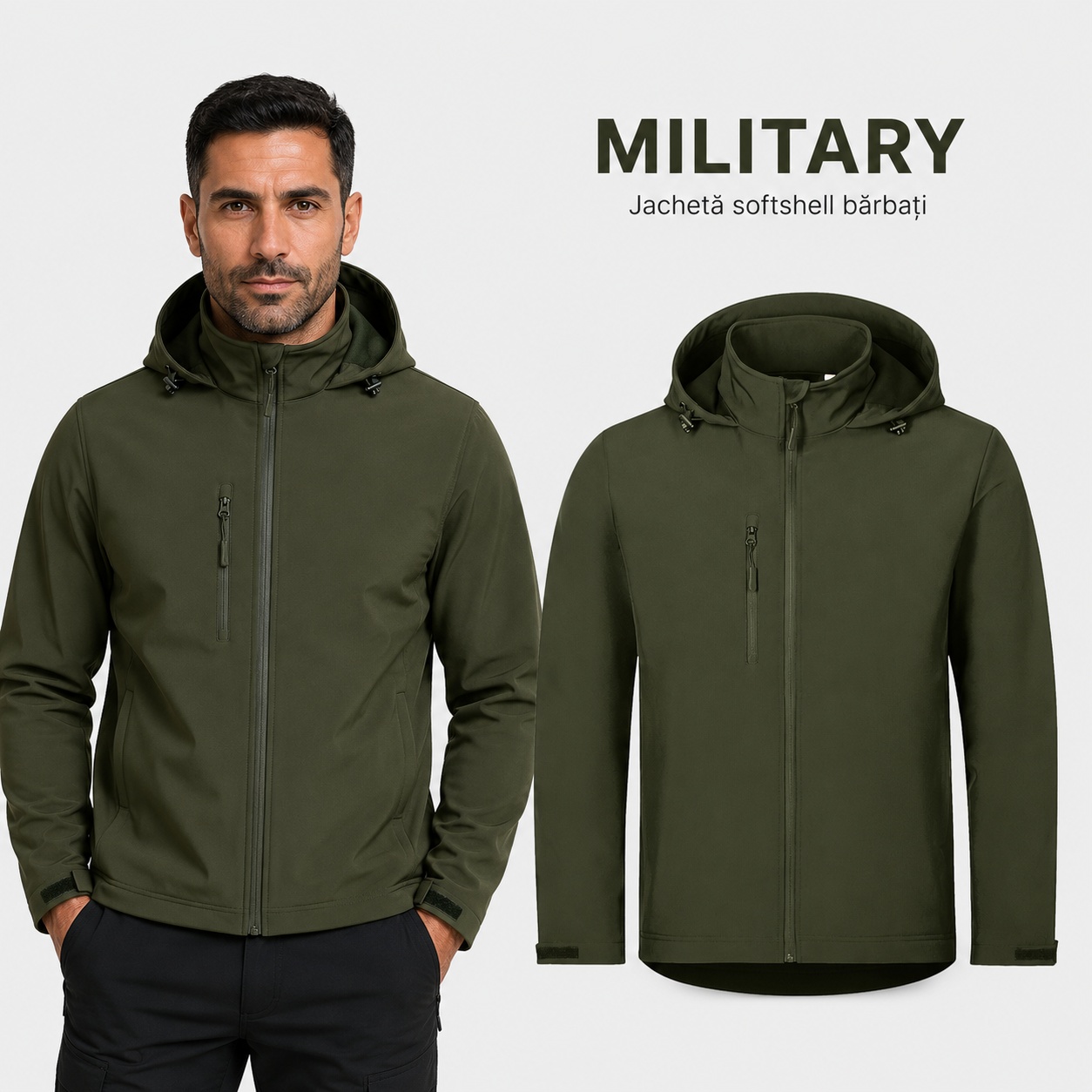 Geaca barbati cu gluga softshell moderna si confortabila