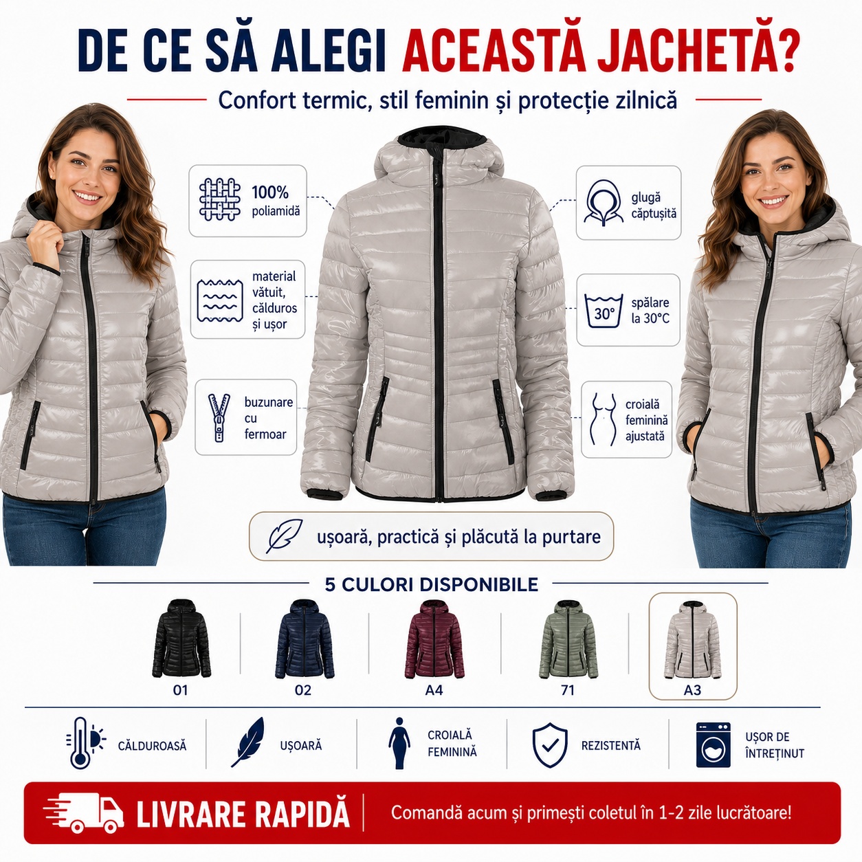 Geacă femei Everest 551 disponibilă în mai multe culori