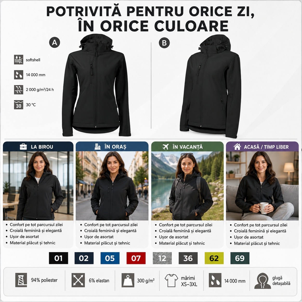 Culori geacă softshell damă Performance 521