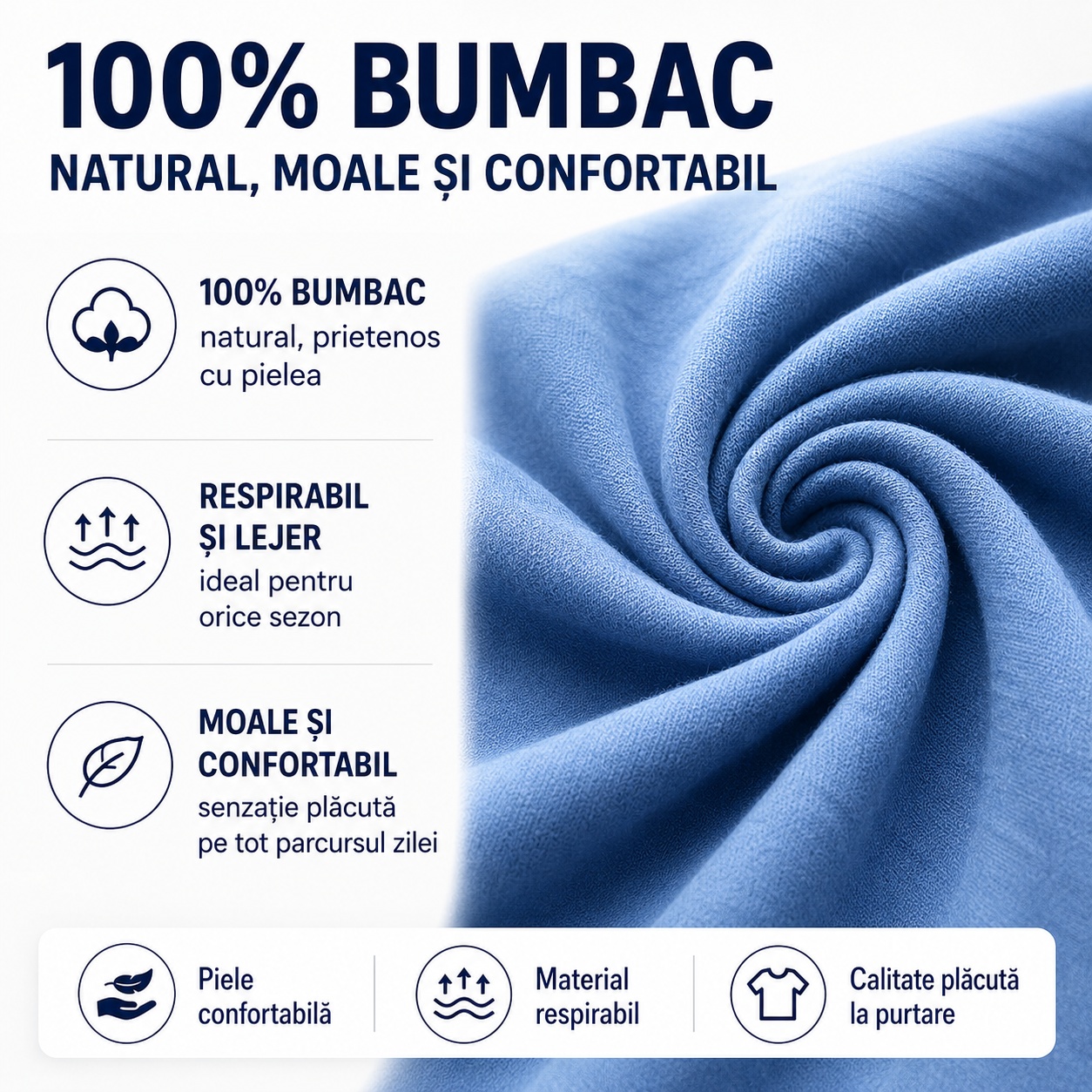 Tricouri 100% bumbac natural, moi și confortabile