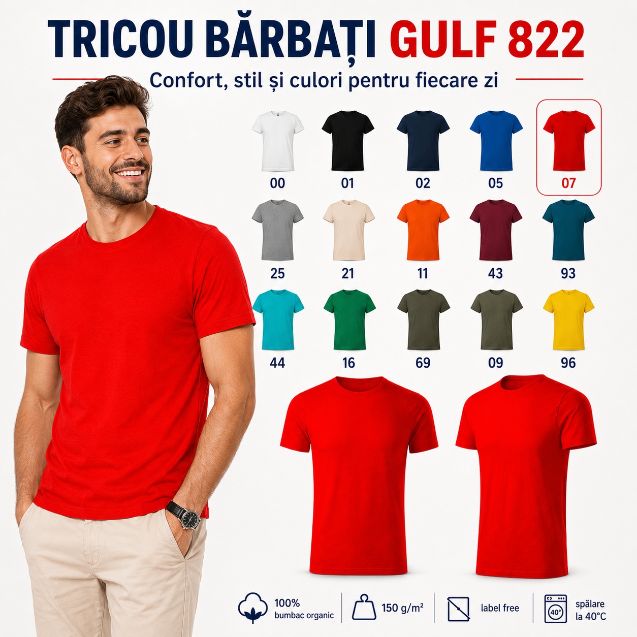 Tricou Bărbați Gulf 822 Malfini - confort și culori Tricou bărbați Gulf 822 Malfini confort stil și culori