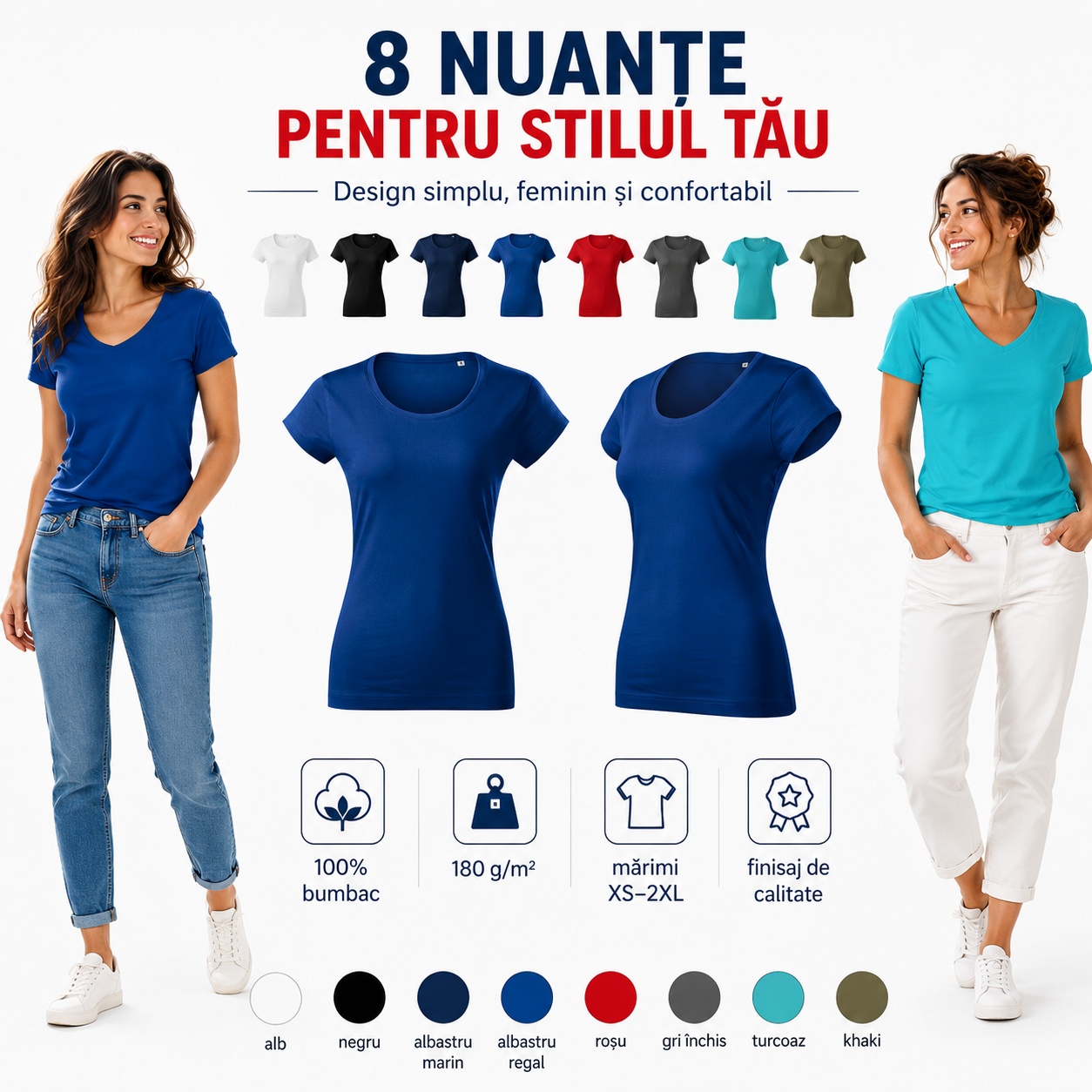8 nuanțe pentru stilul tău, tricou damă Malfini Viper Free F61, 100% bumbac