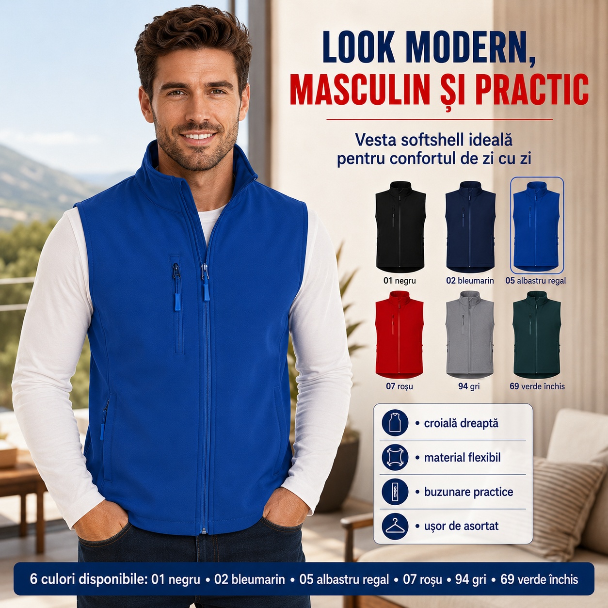 Sase culori vesta softshell barbati Malfini Trail 568