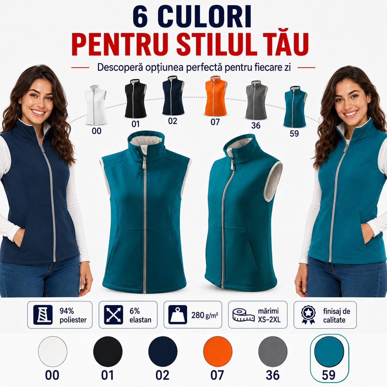 Vestă fără mâneci femei Vision 516 – multiple utilizări Vestă softshell damă Vision 516 pentru purtare casual și outdoor