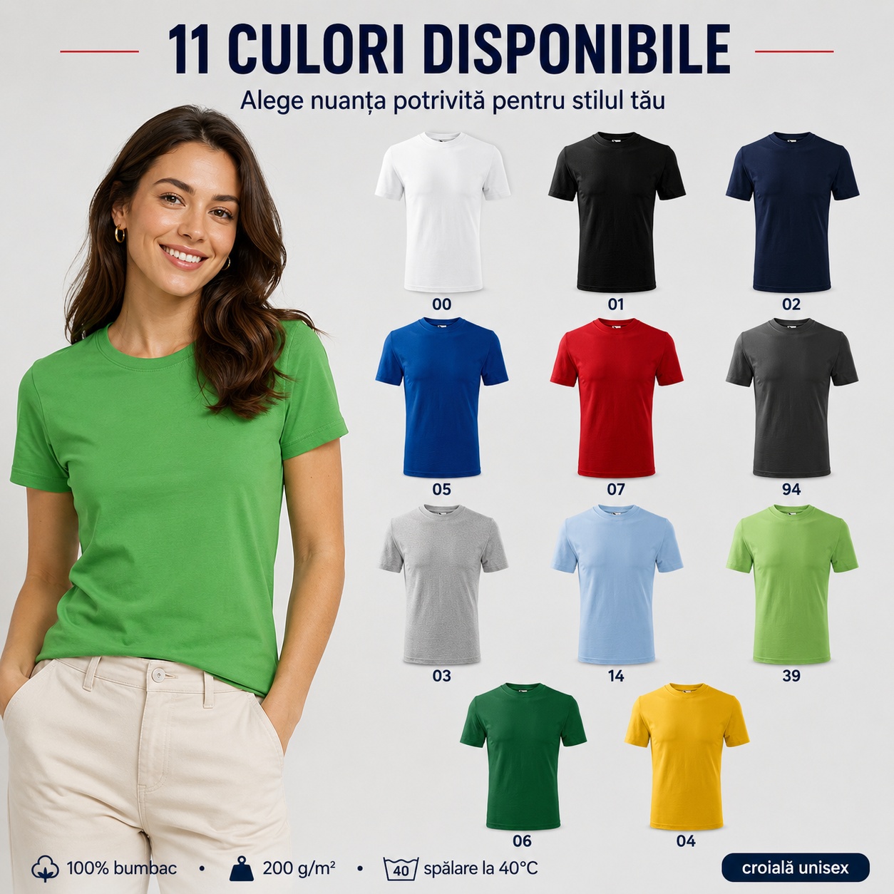 Tricou unisex Heavy 110 11 culori disponibile bumbac 100% 200 g mp croială unisex