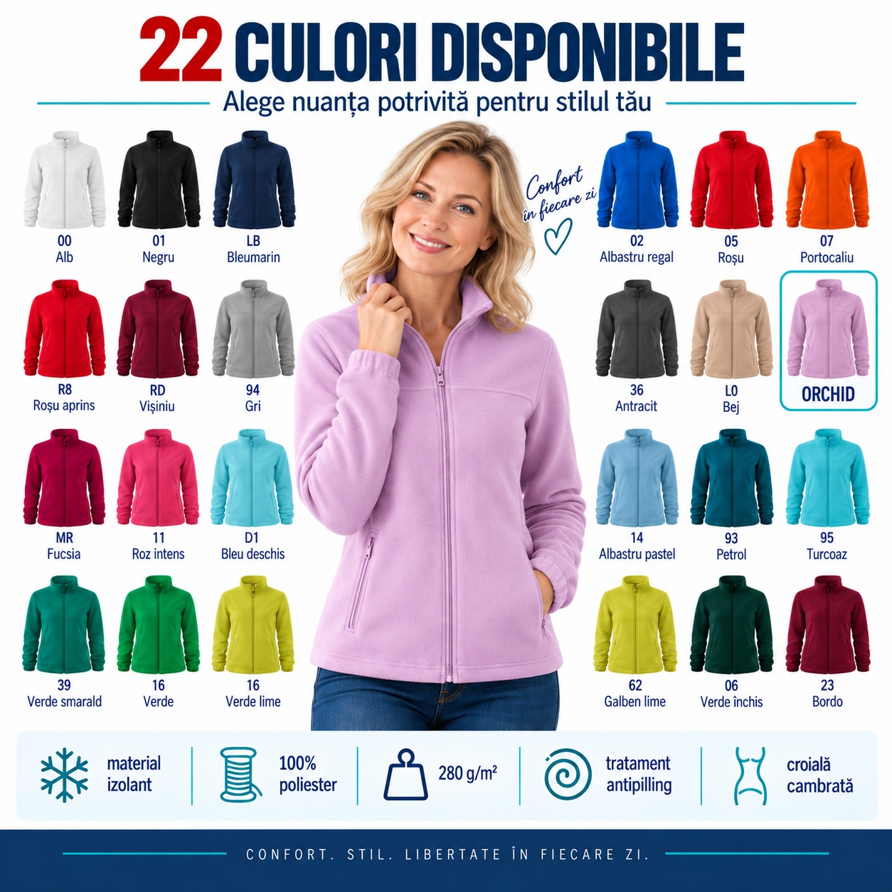 Bluza dama tip jacheta fleece hanorac cu fermoar cambrata si calduroasa Jacket 504