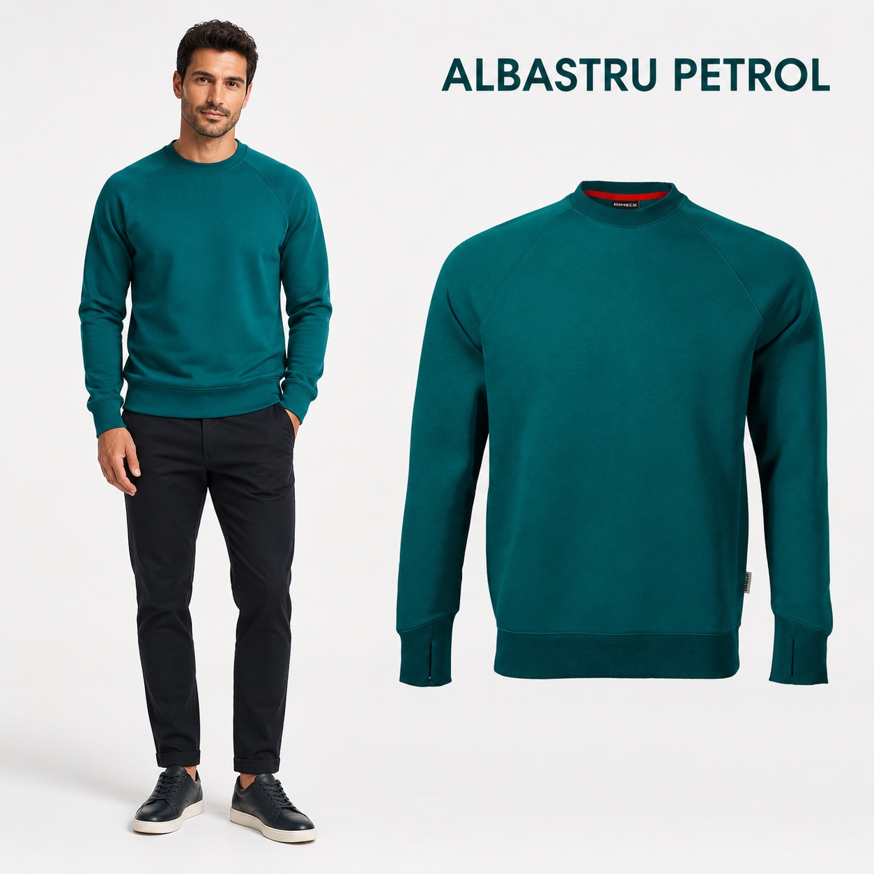 Vertex W42 albastru petrol 93 Sweatshirt bărbați Rimeck Vertex W42 albastru petrol, cod culoare 93