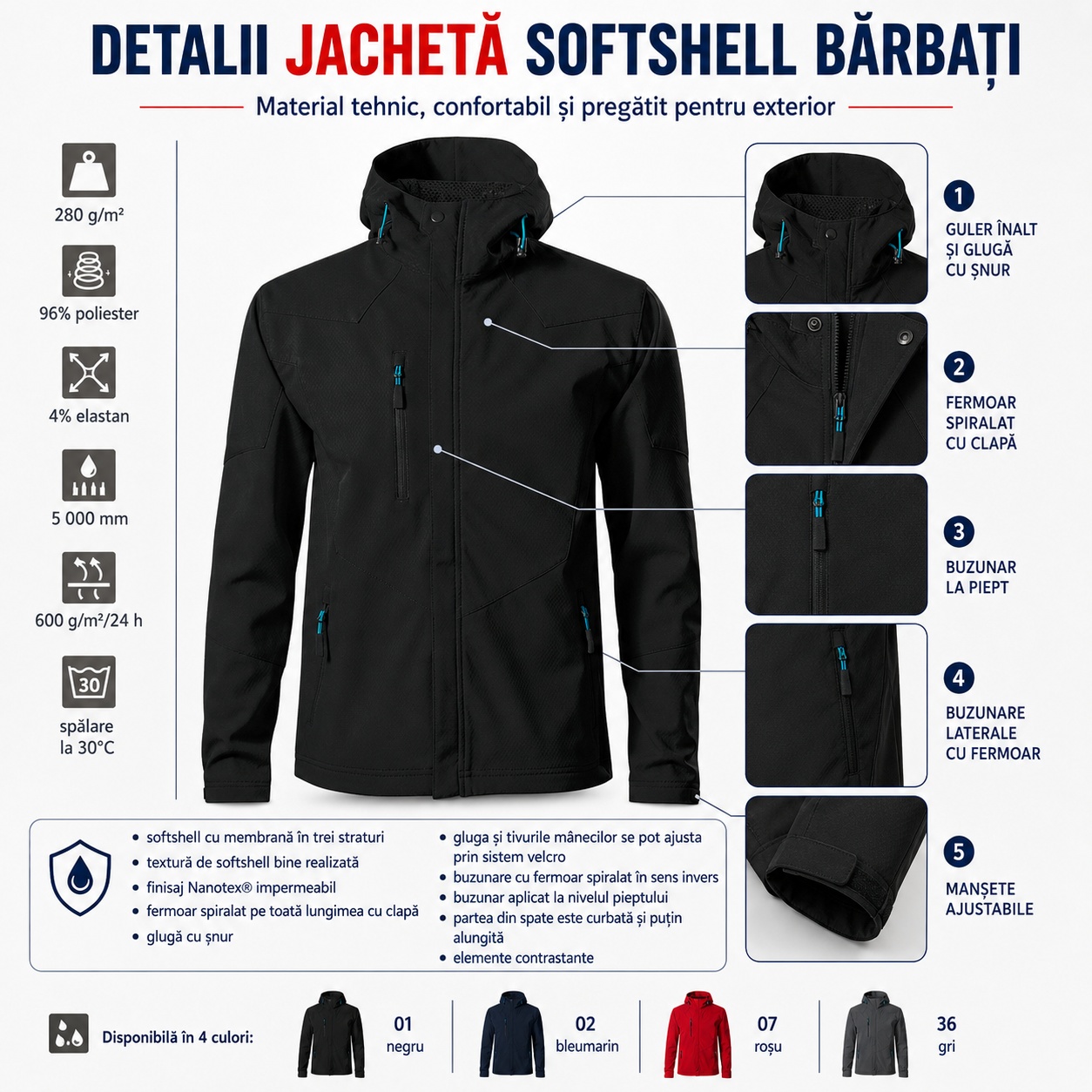 Detalii geacă softshell impermeabilă bărbați Nano 531