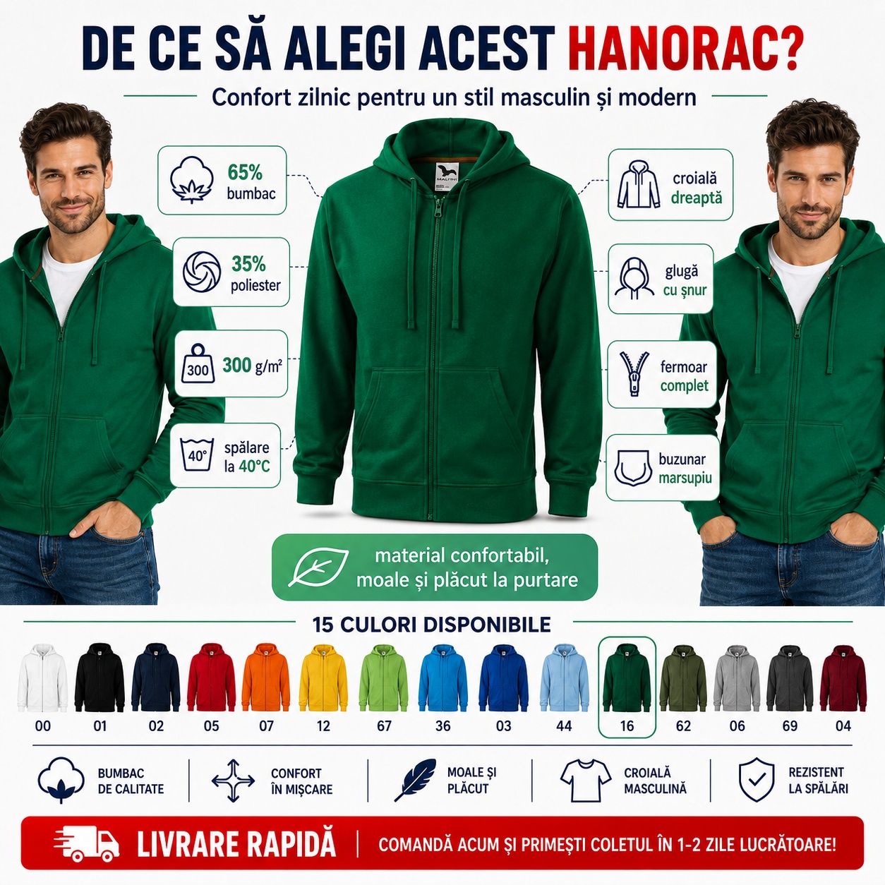 Hanorac bărbați Malfini 410 pentru oraș birou vacanță și timp liber