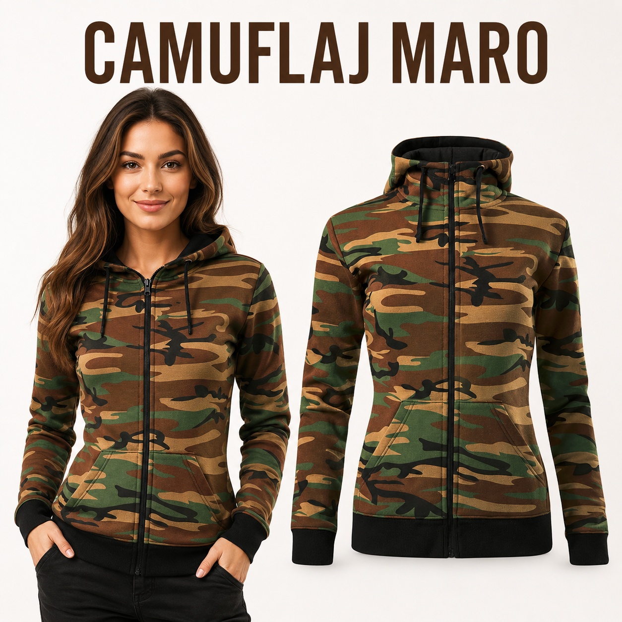 Detalii construcție hanorac camuflaj pentru femei