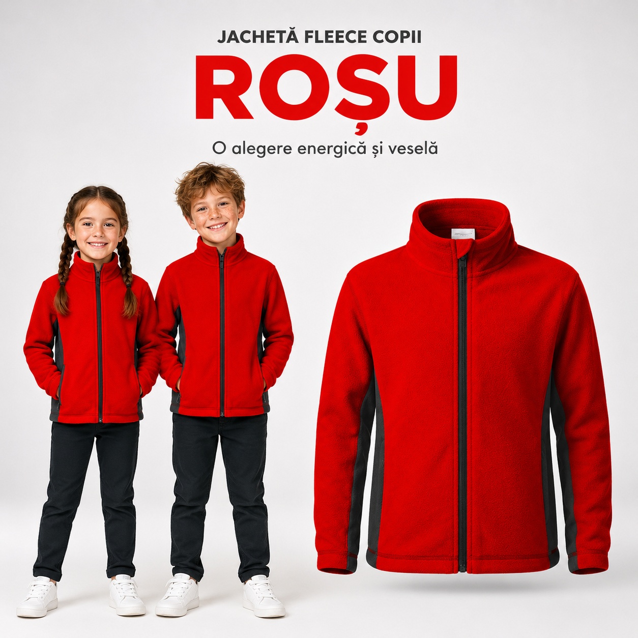 Jacheta fleece copii material moale si confortabil