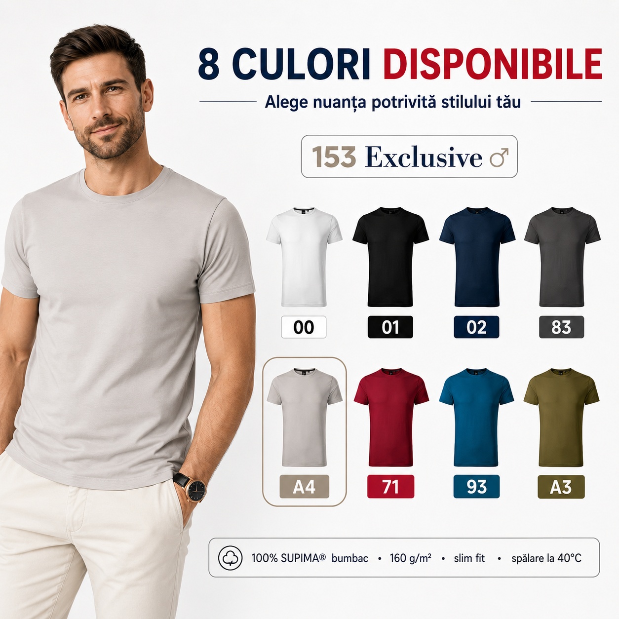 Tricou Malfini Premium Exclusive 153 disponibil în 8 culori