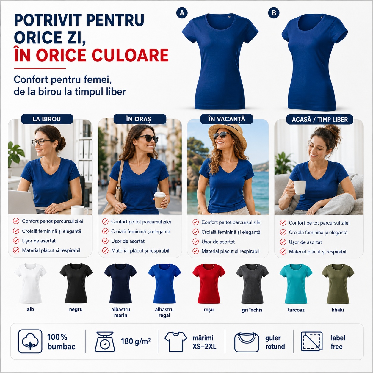 Tricou damă Malfini Viper Free F61 potrivit pentru birou, oraș, vacanță și timp liber